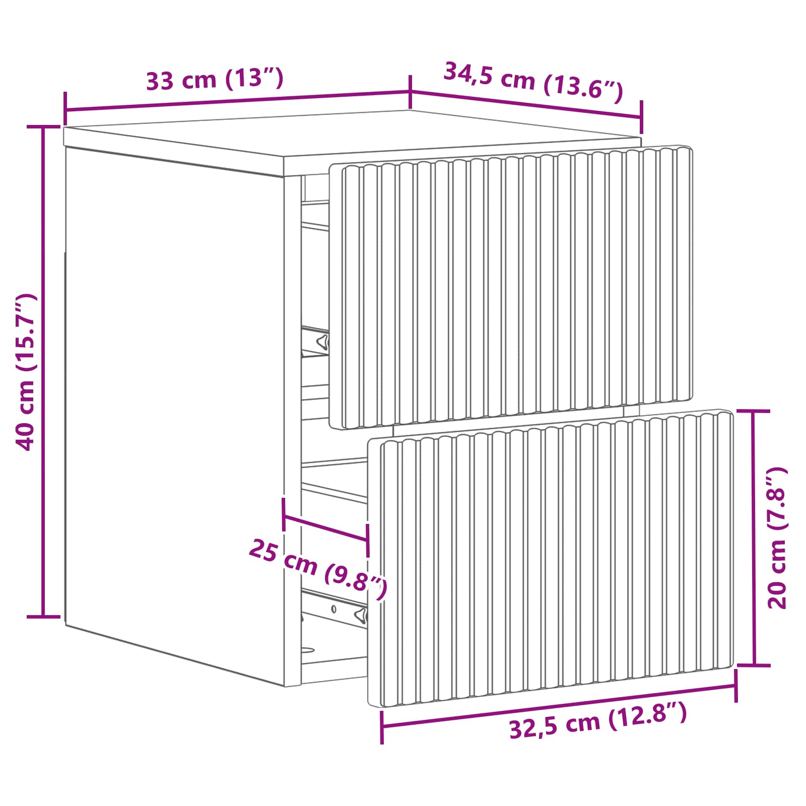 Τοίχου Κρεμαστό Κομοδίνο 2 pcs Sonoma Δρυς 33 x 34,5 x 40 εκ - Pakobazaar