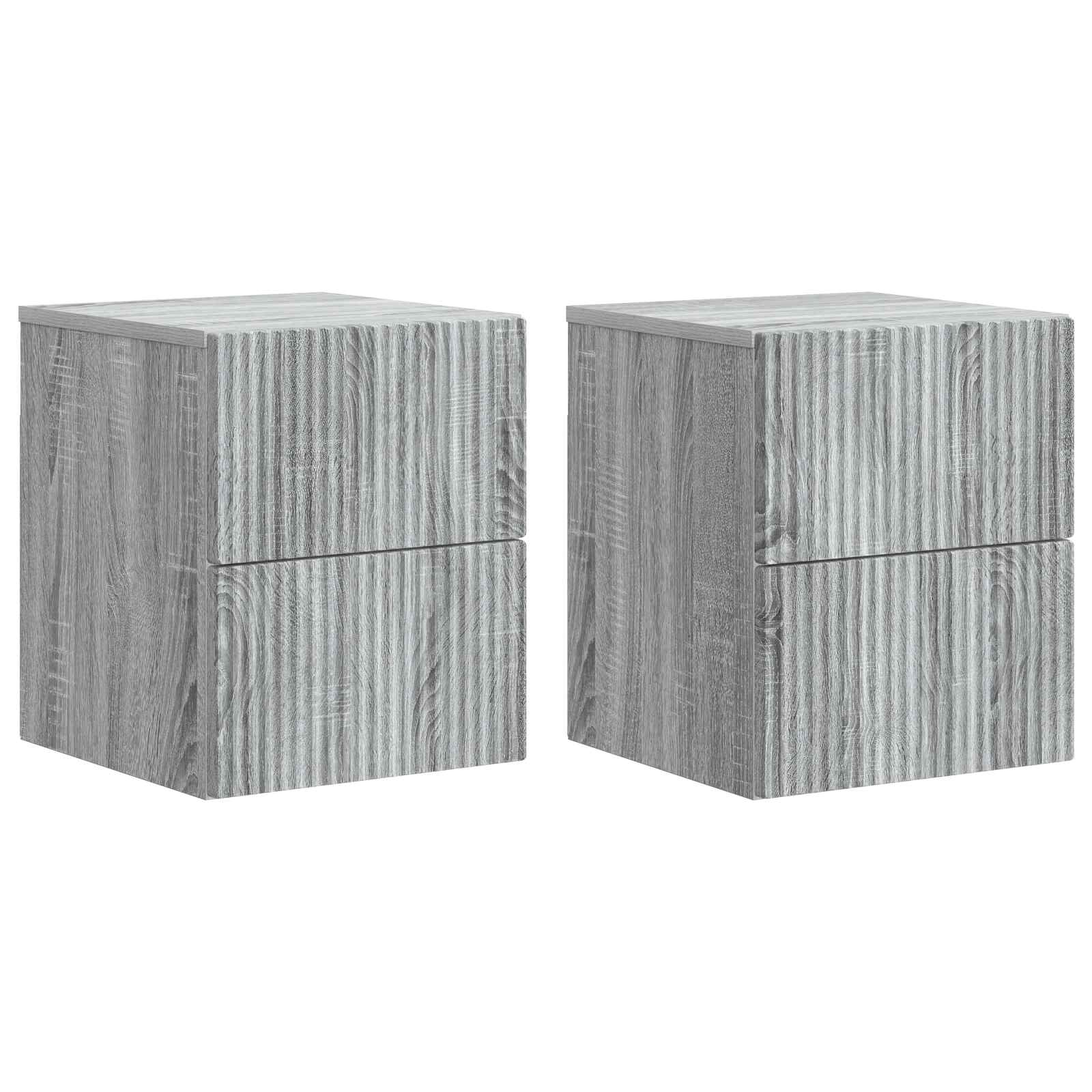 Τοίχου Κρεμαστό Κομοδίνο 2 pcs Γκρι Sonoma 33 x 34,5 x 40 εκ - Pakobazaar