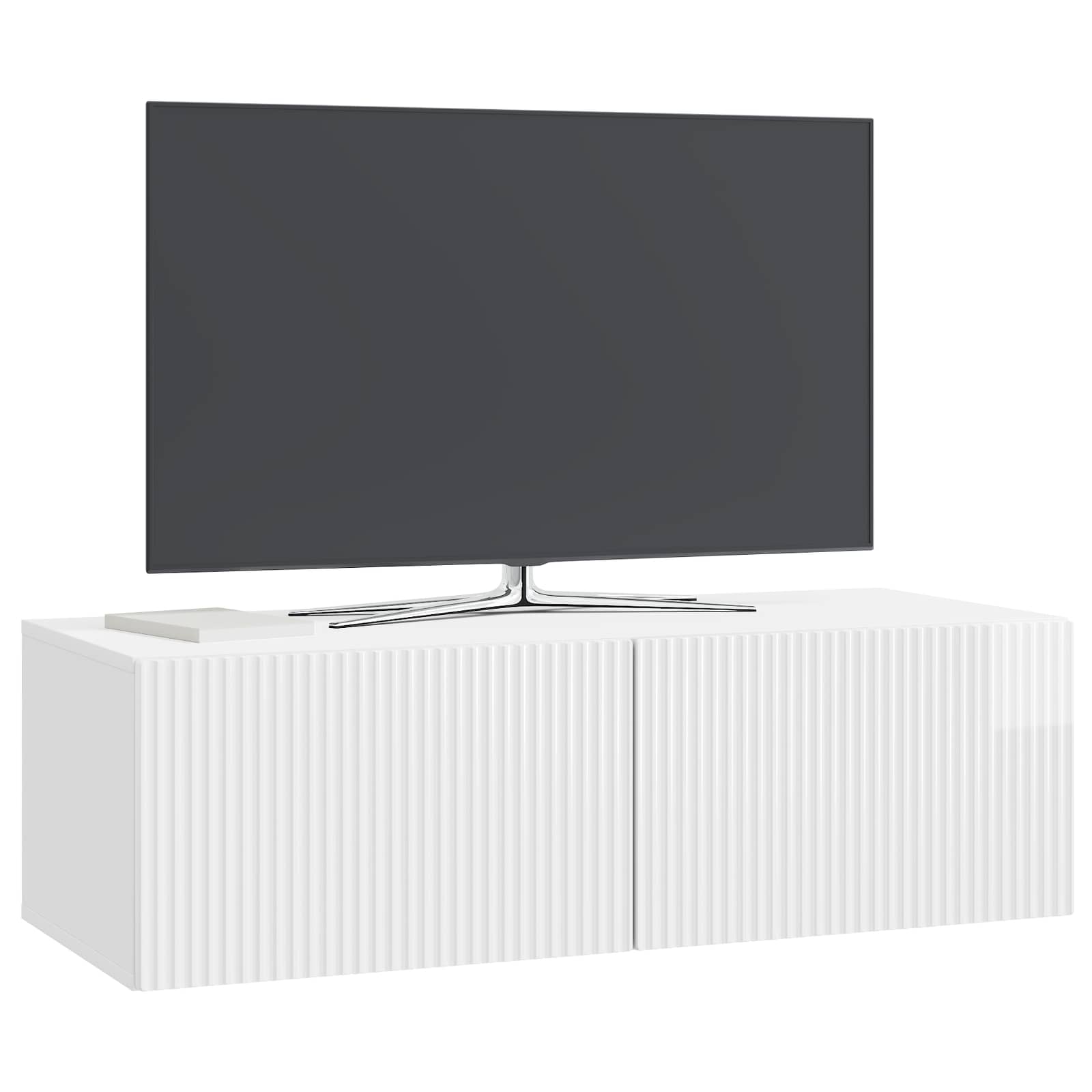 Τοποθετούμενος στον τοίχο τηλεοπτικός ερμάριος Γυαλιστερό Λευκό - Pakobazaar