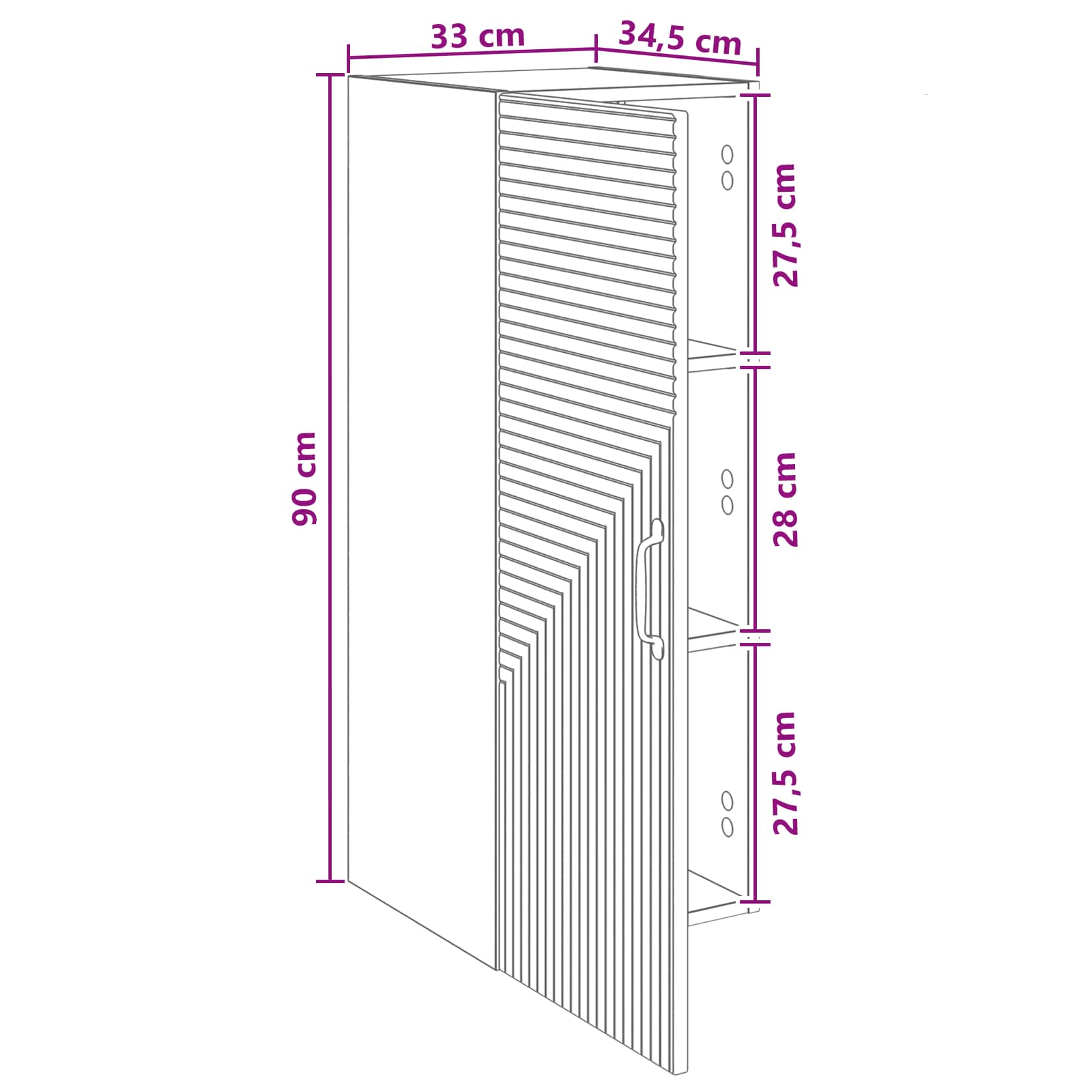 Τοίχου Ντουλάπα Sonoma Δρυς 33 x 34,5 x 90 εκ - Pakobazaar
