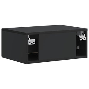 Τοίχου Κρεμαστό Κομοδίνο 2 pcs Μαύρο 49 x 34,5 x 20 εκ. - Pakobazaar