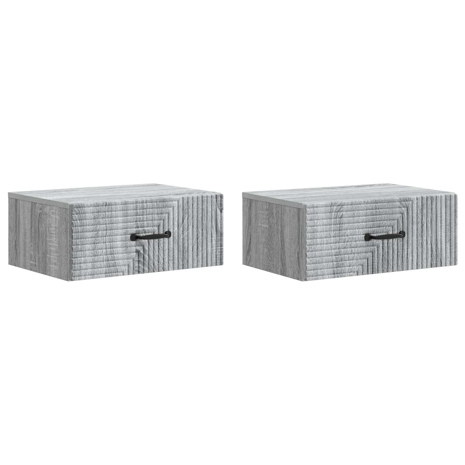 Τοίχου Κρεμαστό Κομοδίνο 2 pcs Γκρι Sonoma 49 x 34,5 x 20 εκ. - Pakobazaar