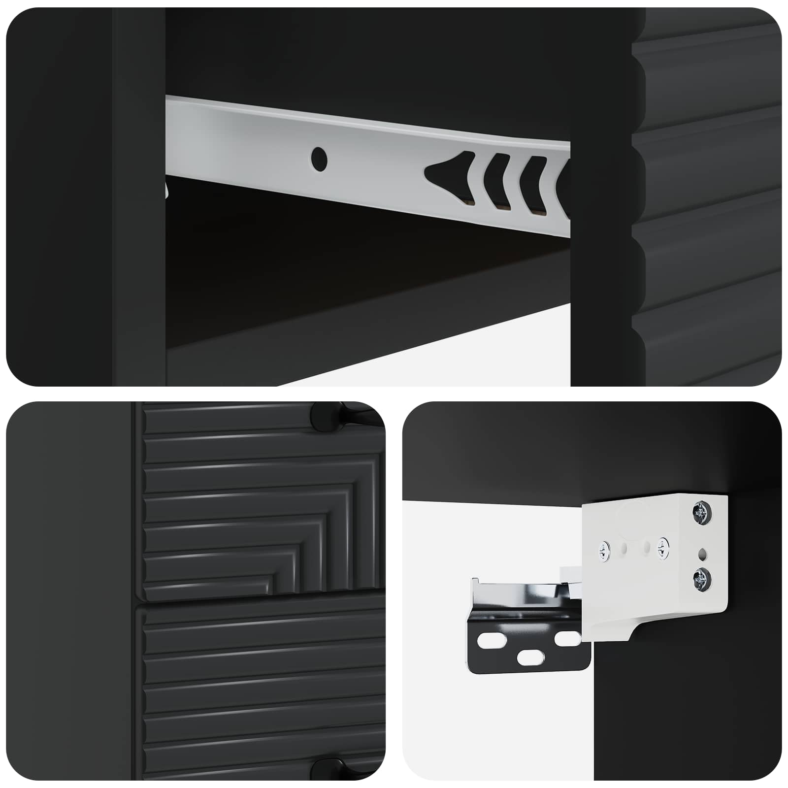Τοίχου Κρεμαστό Κομοδίνο 2 pcs Μαύρο 34,5 x 33 x 40 εκ - Pakobazaar