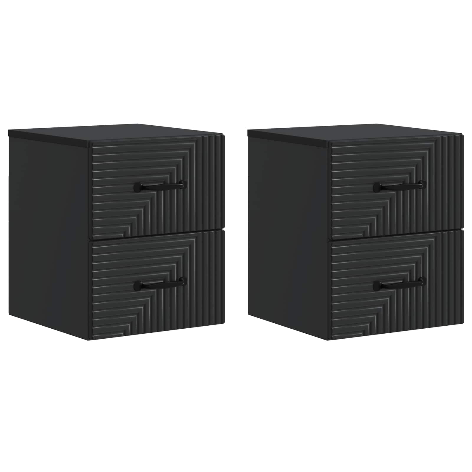 Τοίχου Κρεμαστό Κομοδίνο 2 pcs Μαύρο 34,5 x 33 x 40 εκ - Pakobazaar