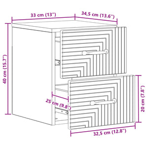 Τοίχου Κρεμαστό Κομοδίνο 2 pcs Μαύρο 34,5 x 33 x 40 εκ - Pakobazaar