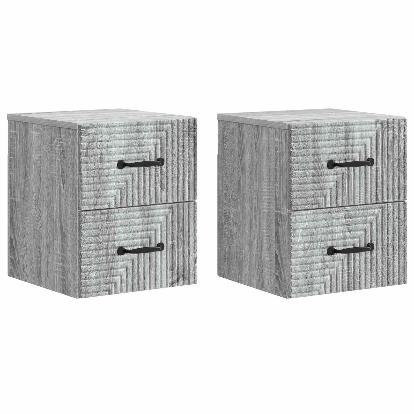 Τοίχου Κρεμαστό Κομοδίνο 2 pcs Γκρι Sonoma 34,5 x 33 x 40 εκ - Pakobazaar