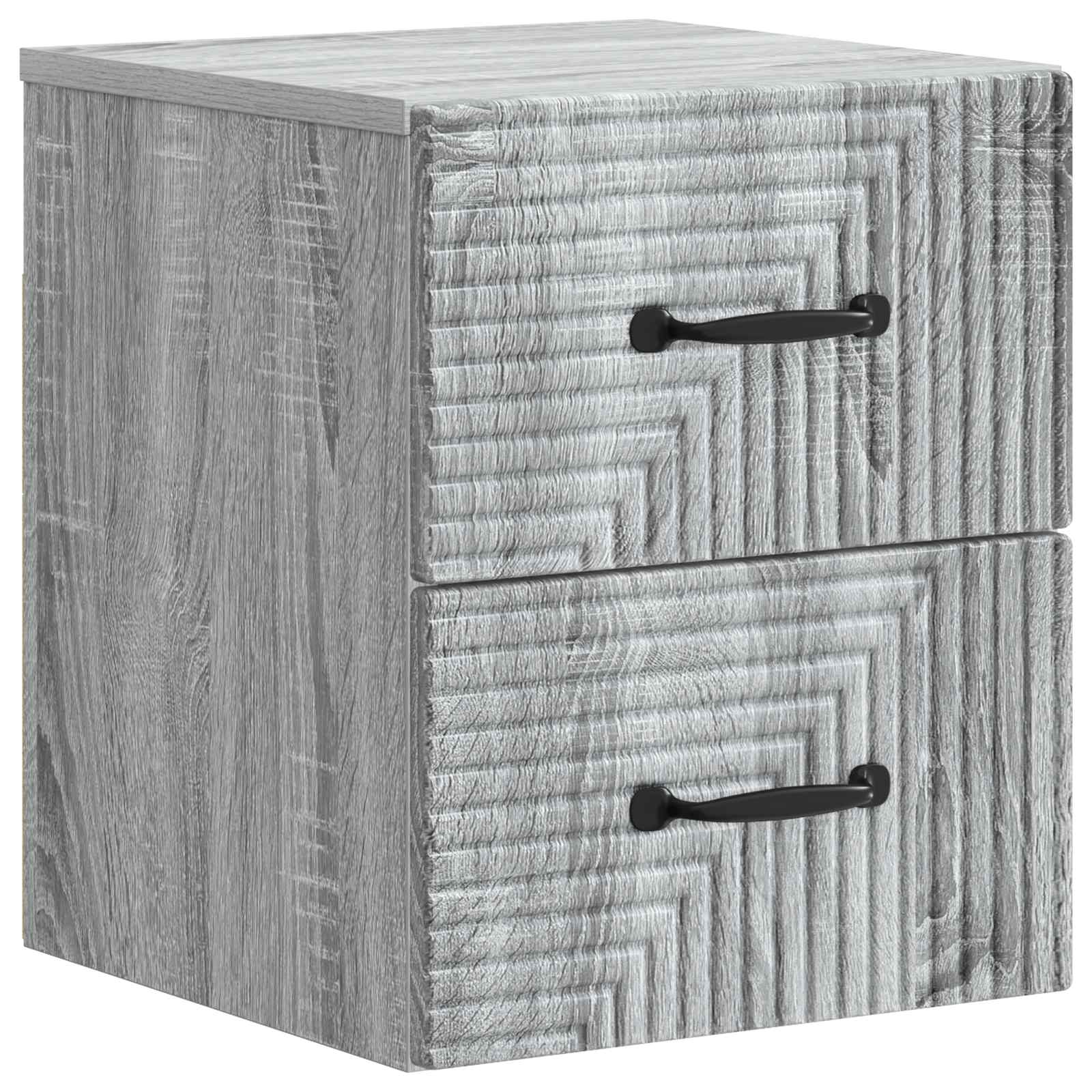 Τοίχου Κρεμαστό Κομοδίνο 2 pcs Γκρι Sonoma 34,5 x 33 x 40 εκ - Pakobazaar