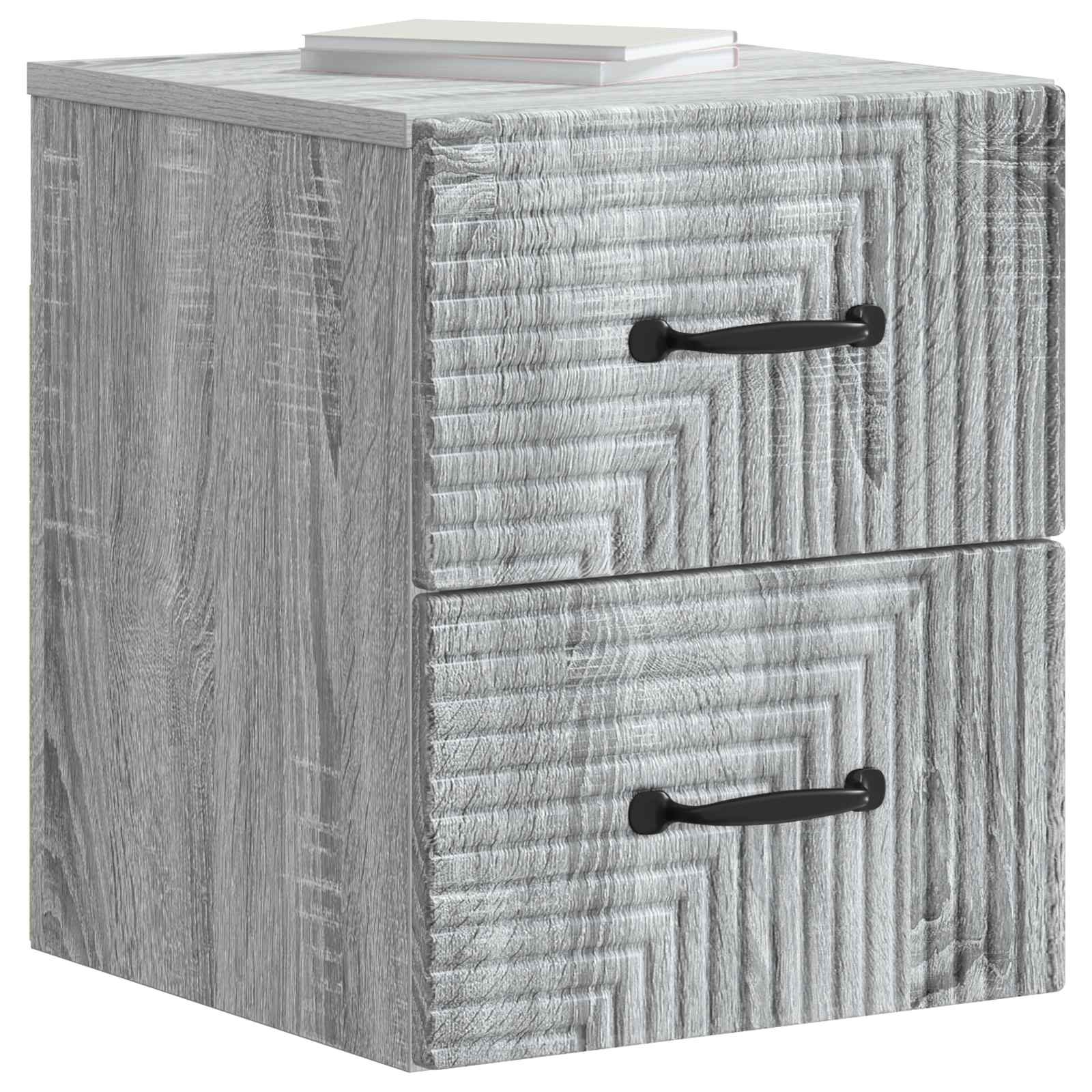 Τοίχου Κρεμαστό Κομοδίνο 2 pcs Γκρι Sonoma 34,5 x 33 x 40 εκ - Pakobazaar