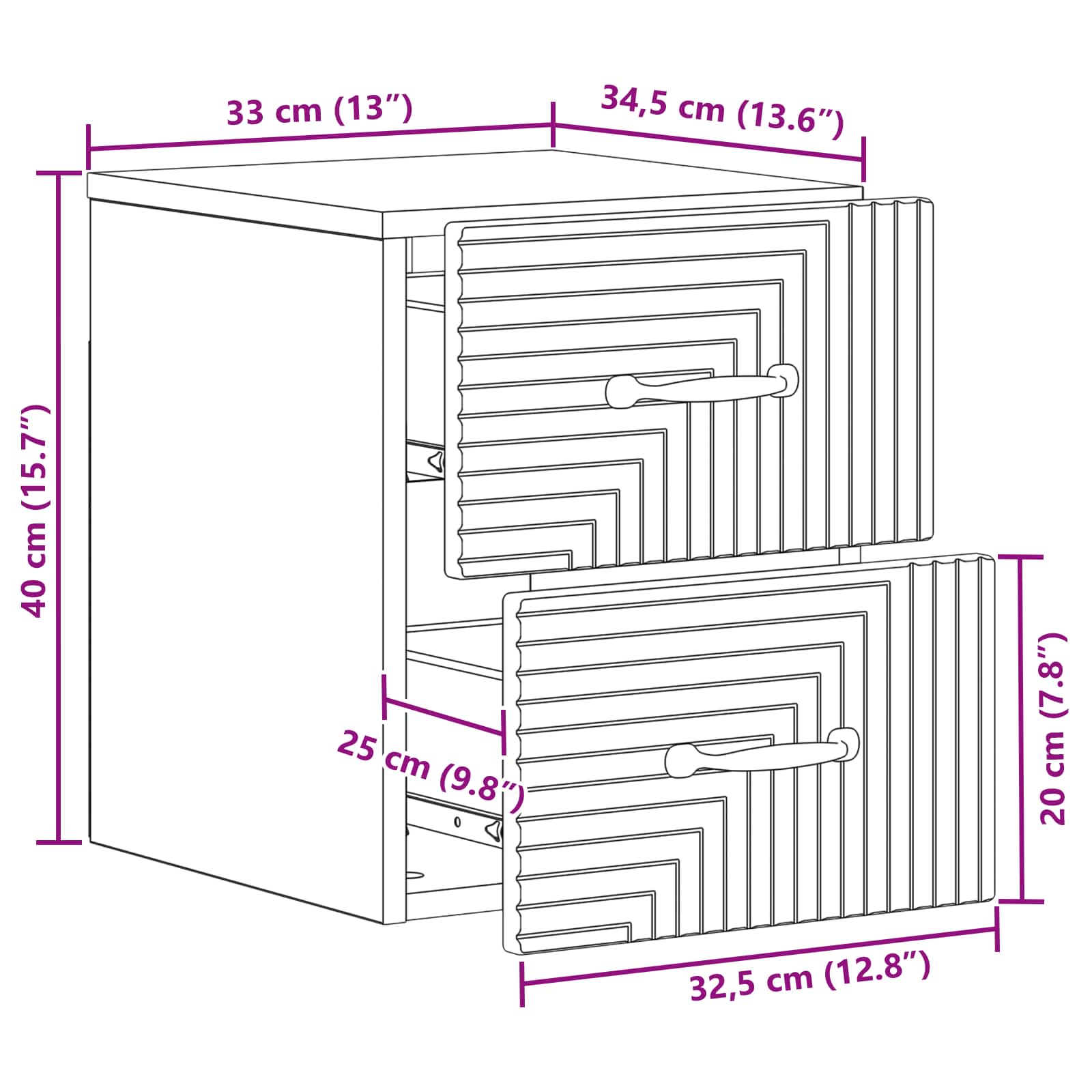 Τοίχου Κρεμαστό Κομοδίνο 2 pcs Artisan Δρυς 34,5 x 33 x 40 εκ - Pakobazaar