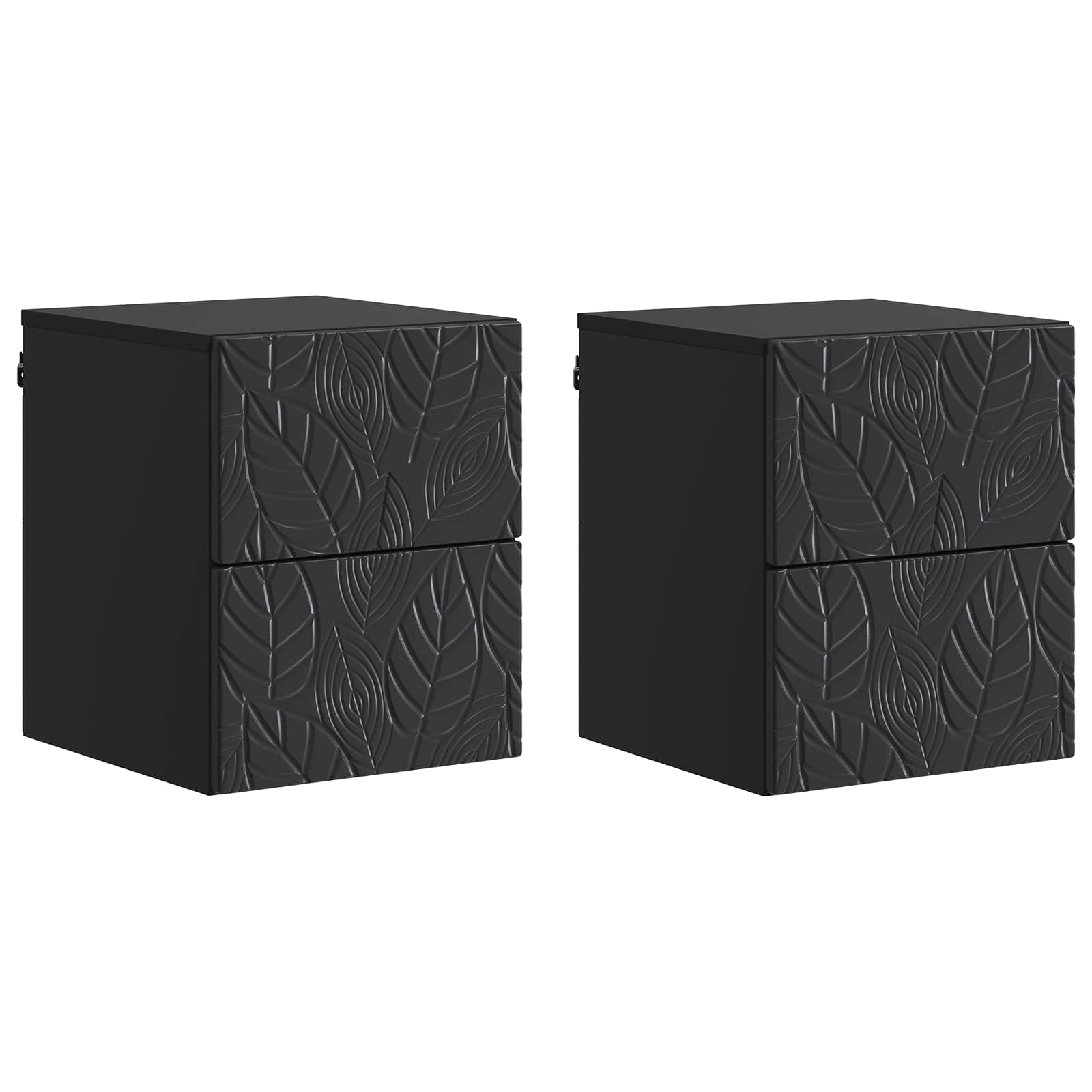 Τοίχου Κρεμαστό Κομοδίνο 2 pcs Μαύρο 34,5 x 33 x 40 εκ - Pakobazaar