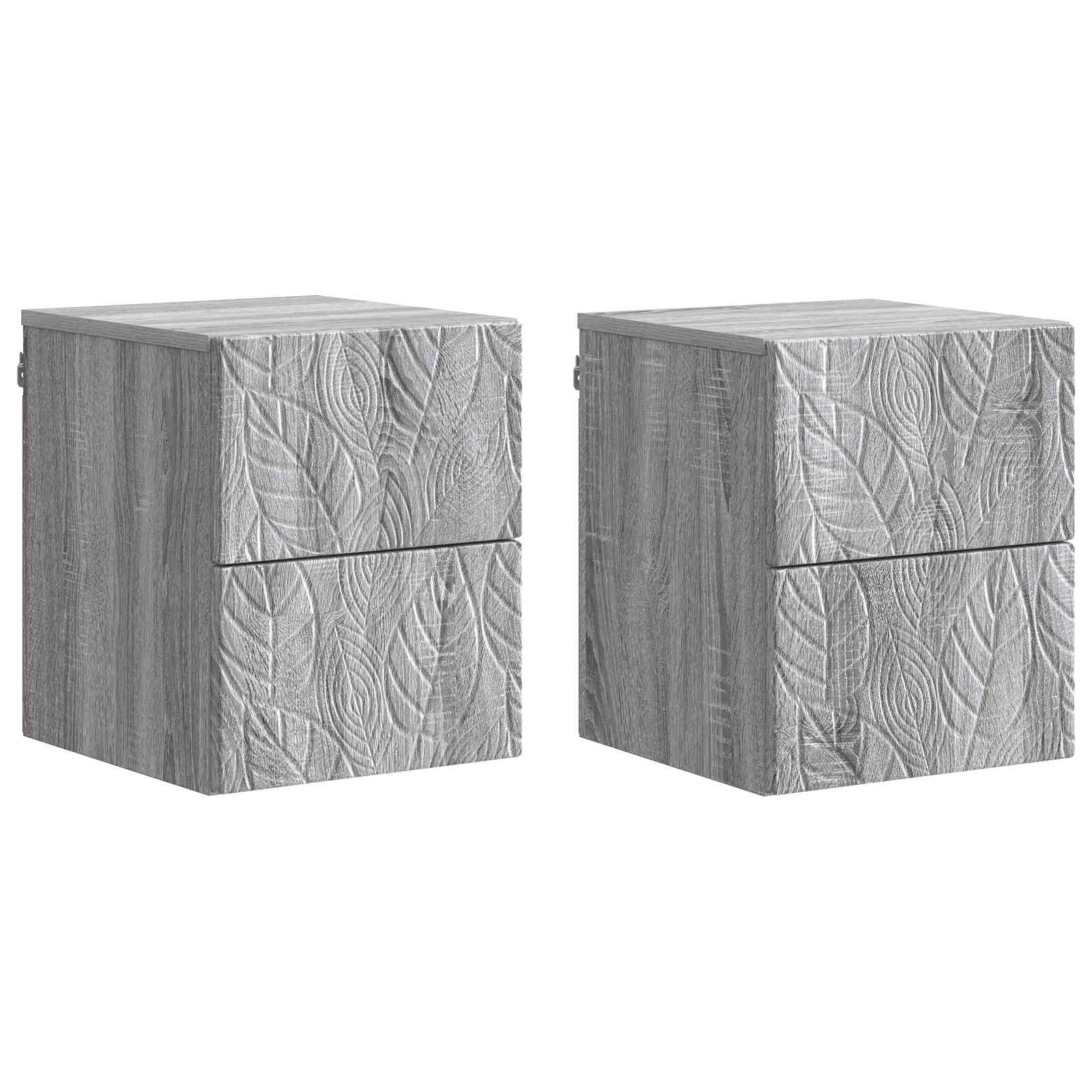 Τοίχου Κρεμαστό Κομοδίνο 2 pcs Γκρι Sonoma 34,5 x 33 x 40 εκ - Pakobazaar