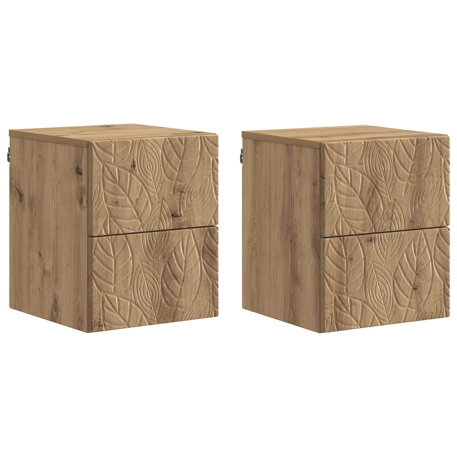 Τοίχου Κρεμαστό Κομοδίνο 2 pcs Artisan Δρυς 34,5 x 33 x 40 εκ - Pakobazaar