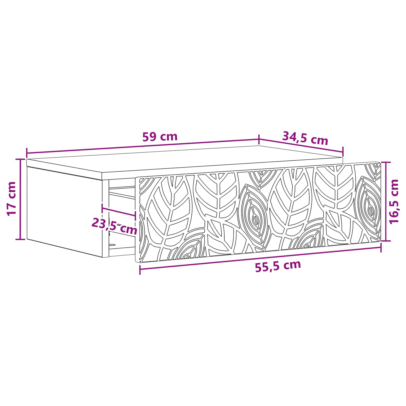 Τραπεζάκι Τοίχου Sonoma Δρυς 59 x 34,5 x 17 εκ. - Pakobazaar