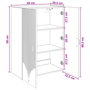 Τοίχου Ντουλάπα Γυαλιστερό Λευκό 66 x 34,5 x 90 εκ - Pakobazaar