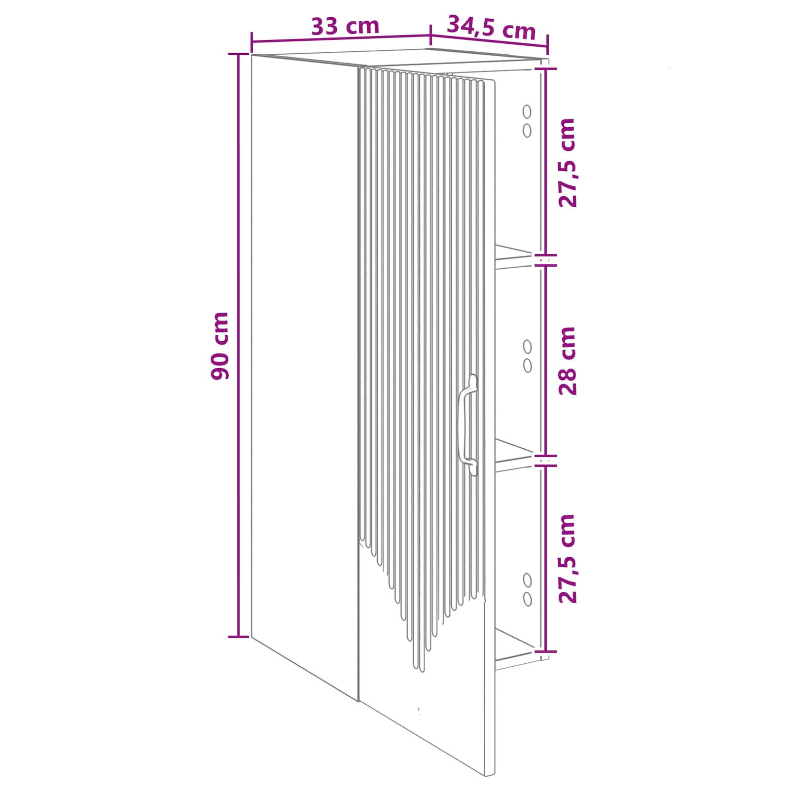 Τοίχου Ντουλάπα Γκρι Σκυροδέματος 33 x 34,5 x 90 εκ - Pakobazaar