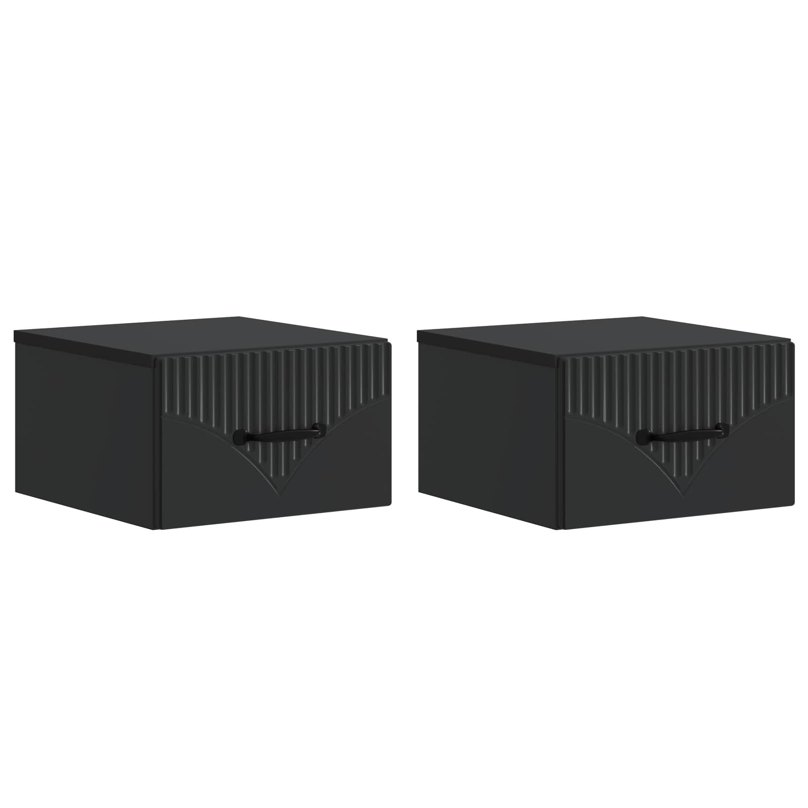 Τοίχου Κρεμαστό Κομοδίνο 2 pcs Μαύρο 34,5 x 33 x 20 εκ. - Pakobazaar