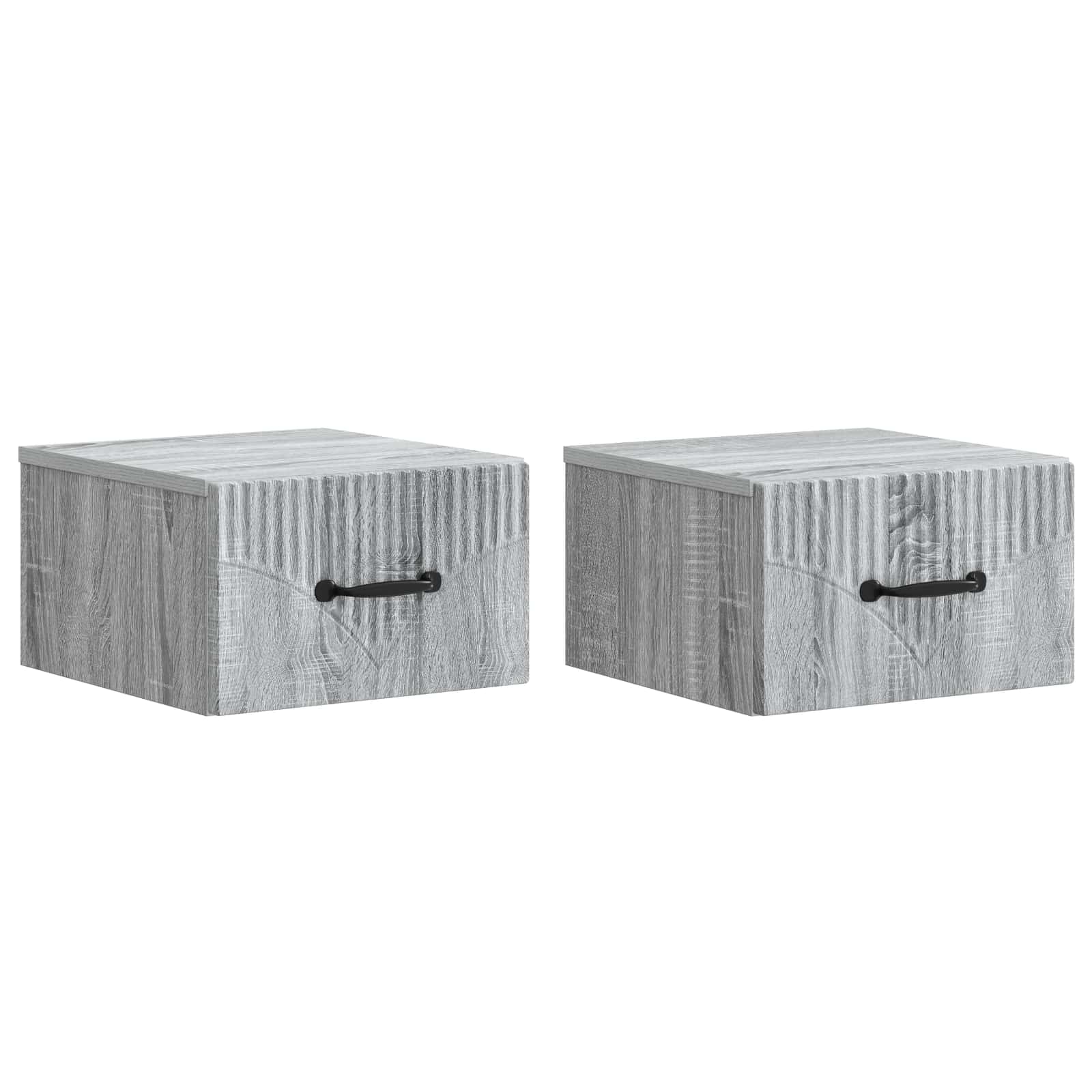 Τοίχου Κρεμαστό Κομοδίνο 2 pcs Γκρι Sonoma 34,5 x 33 x 20 εκ. - Pakobazaar