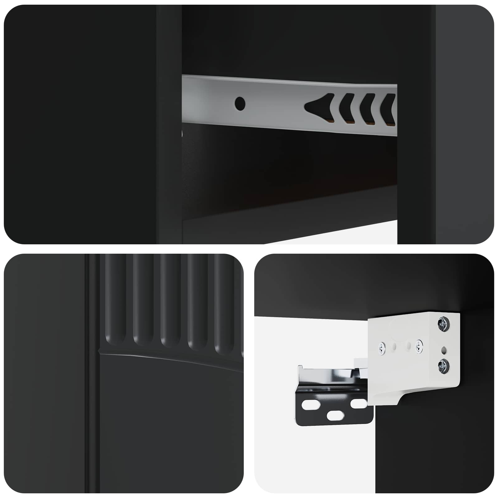 Τοίχου Κρεμαστό Κομοδίνο 2 pcs Μαύρο 49 x 34,5 x 20 εκ. - Pakobazaar