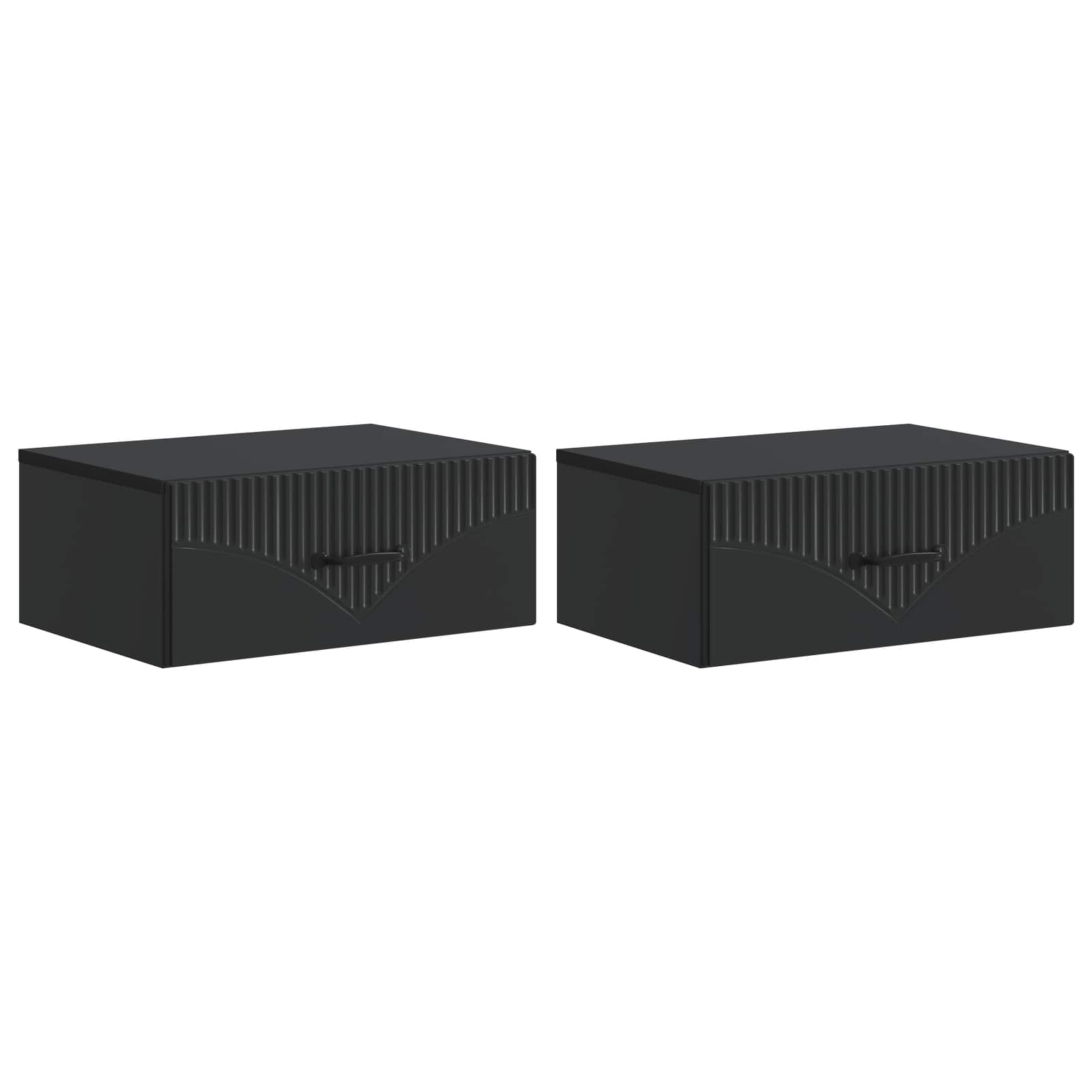 Τοίχου Κρεμαστό Κομοδίνο 2 pcs Μαύρο 49 x 34,5 x 20 εκ. - Pakobazaar