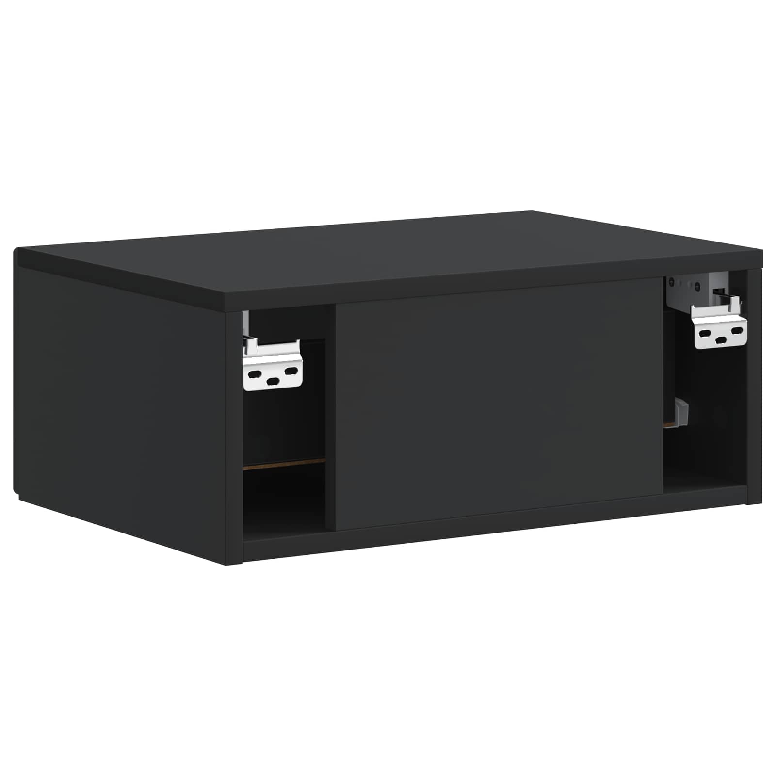 Τοίχου Κρεμαστό Κομοδίνο 2 pcs Μαύρο 49 x 34,5 x 20 εκ. - Pakobazaar
