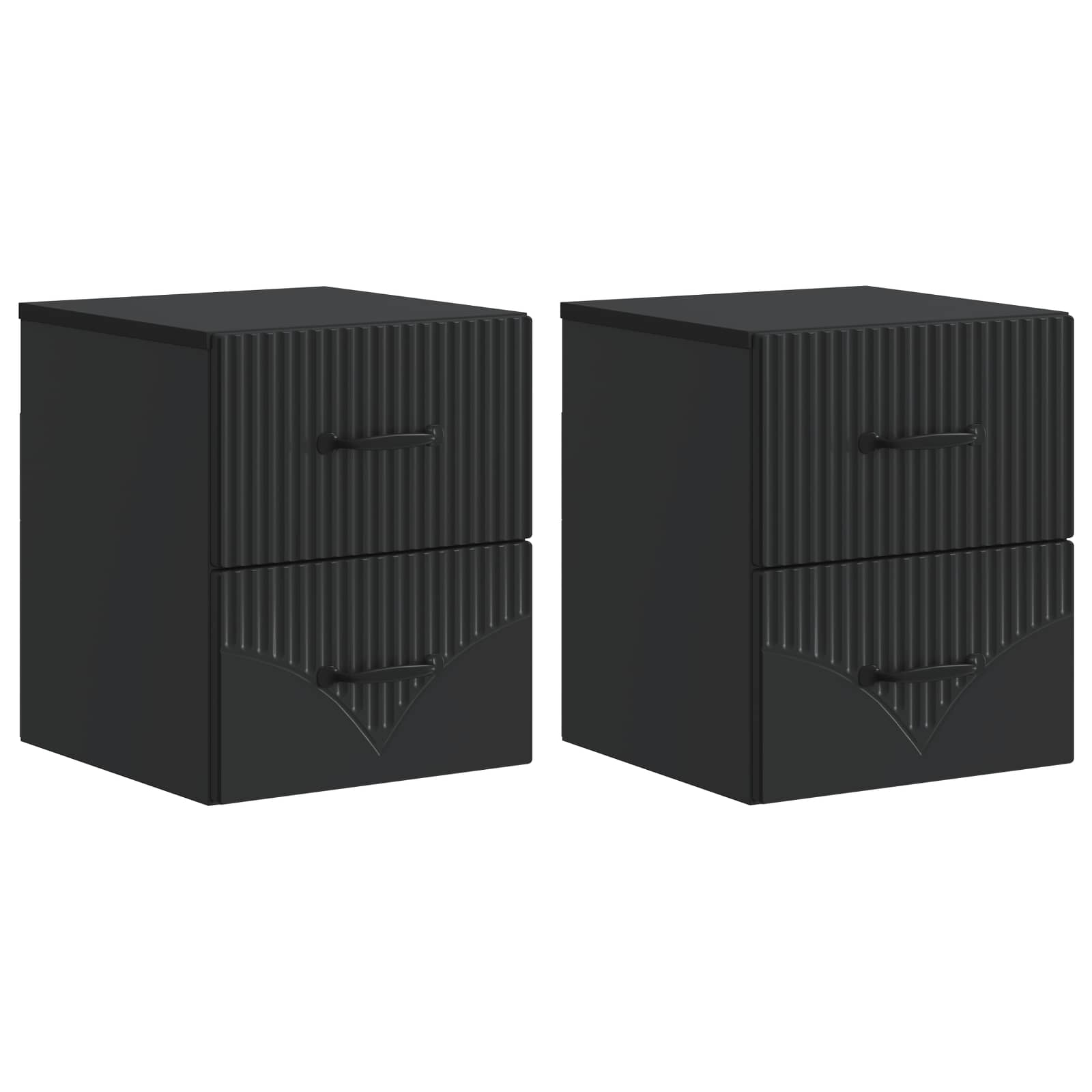 Τοίχου Κρεμαστό Κομοδίνο 2 pcs Μαύρο 34,5 x 33 x 40 εκ - Pakobazaar