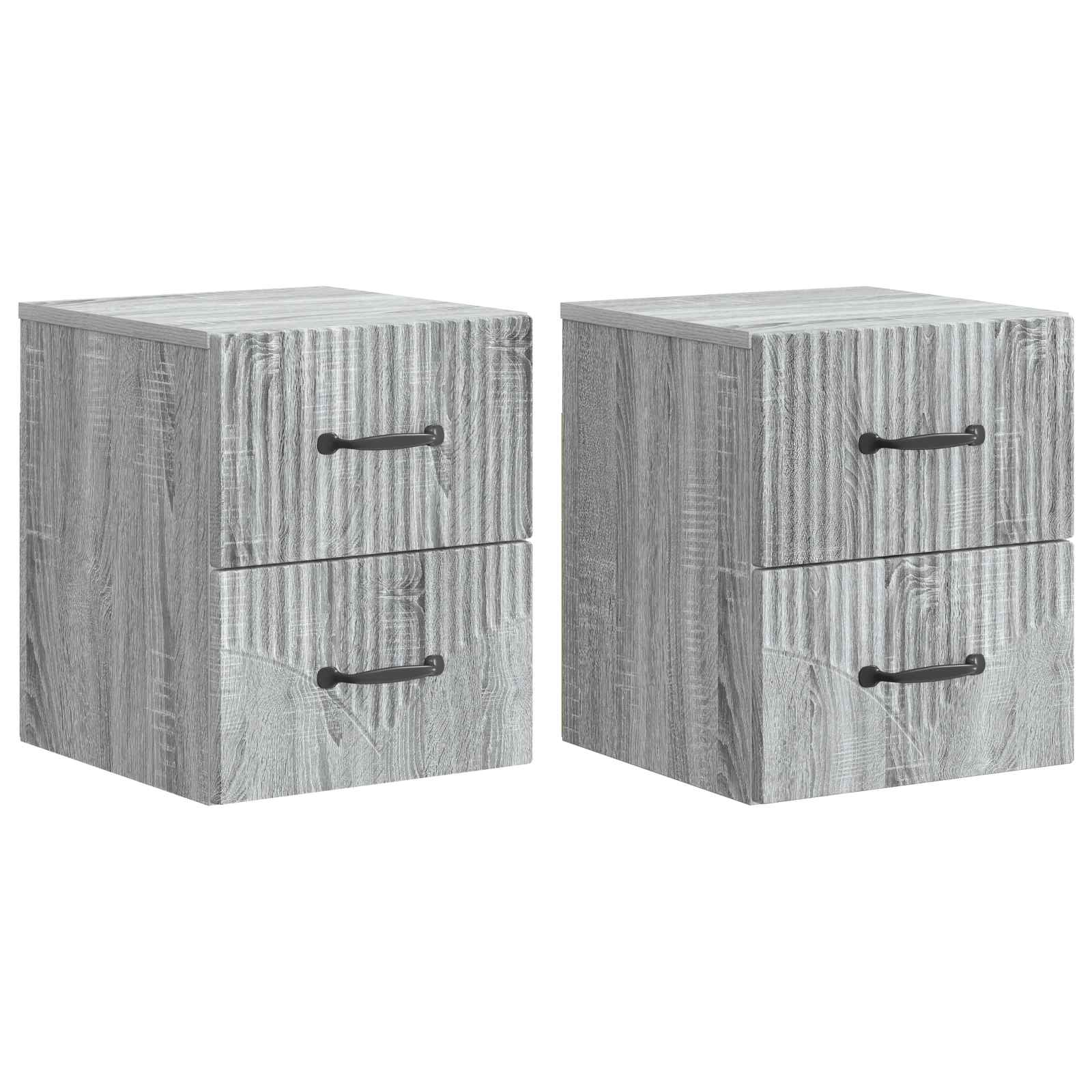 Τοίχου Κρεμαστό Κομοδίνο 2 pcs Γκρι Sonoma 34,5 x 33 x 40 εκ - Pakobazaar