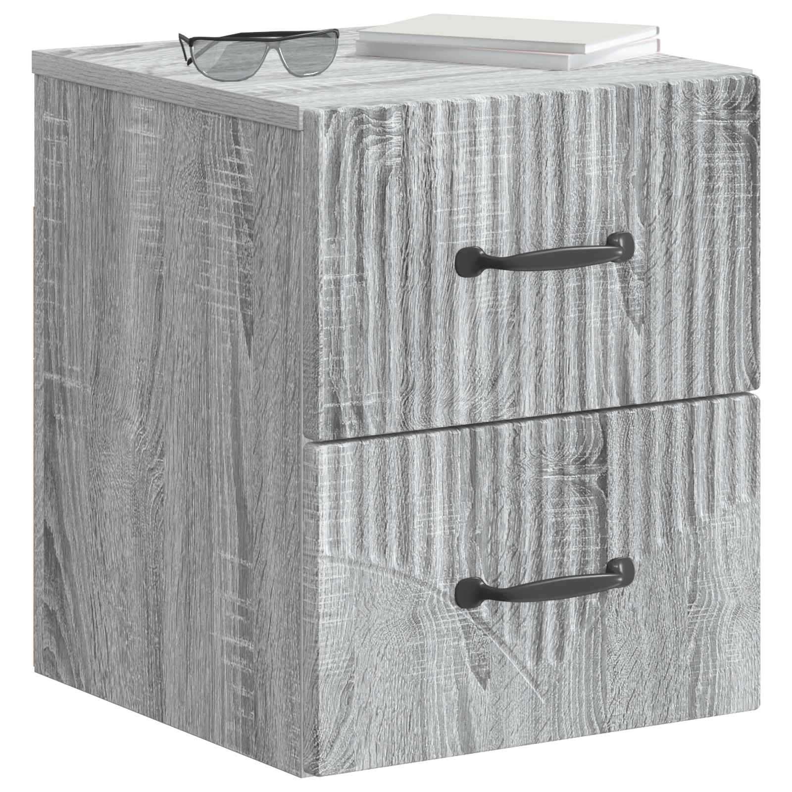 Τοίχου Κρεμαστό Κομοδίνο 2 pcs Γκρι Sonoma 34,5 x 33 x 40 εκ - Pakobazaar