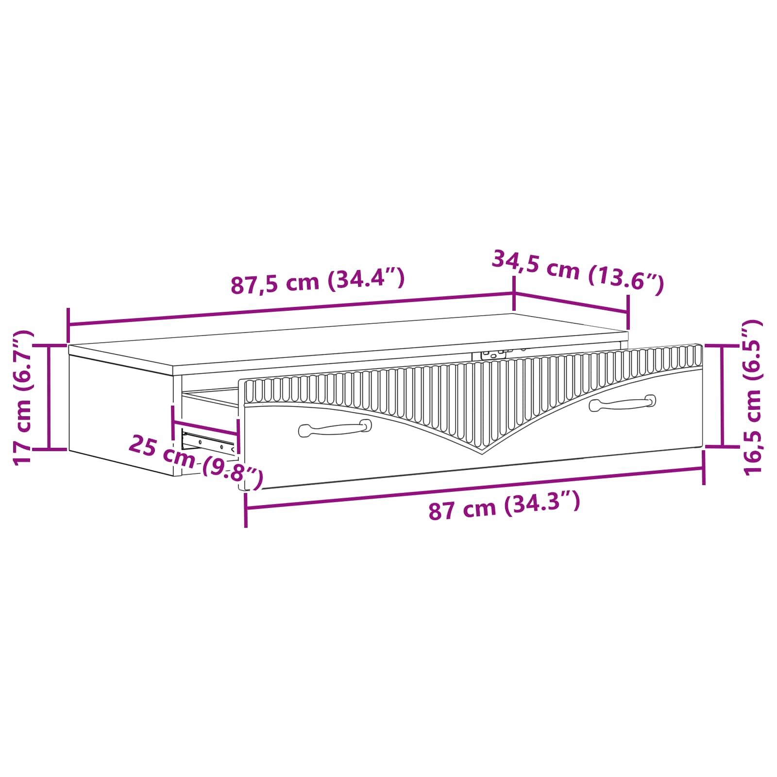 Τραπεζάκι Τοίχου Παλαιωμένο ξύλο 87,5 x 34,5 x 17 εκ. - Pakobazaar