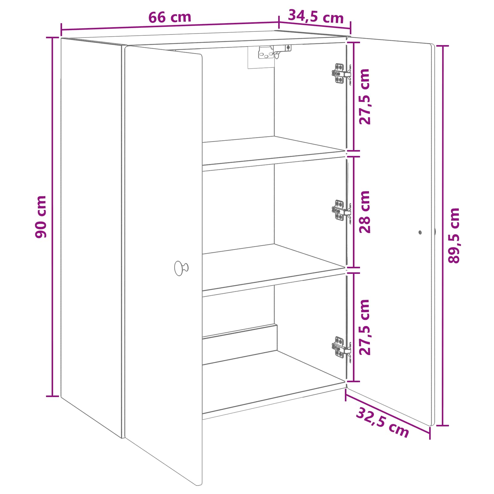 Τοίχου Ντουλάπα Sonoma Δρυς 66 x 34,5 x 90 εκ - Pakobazaar