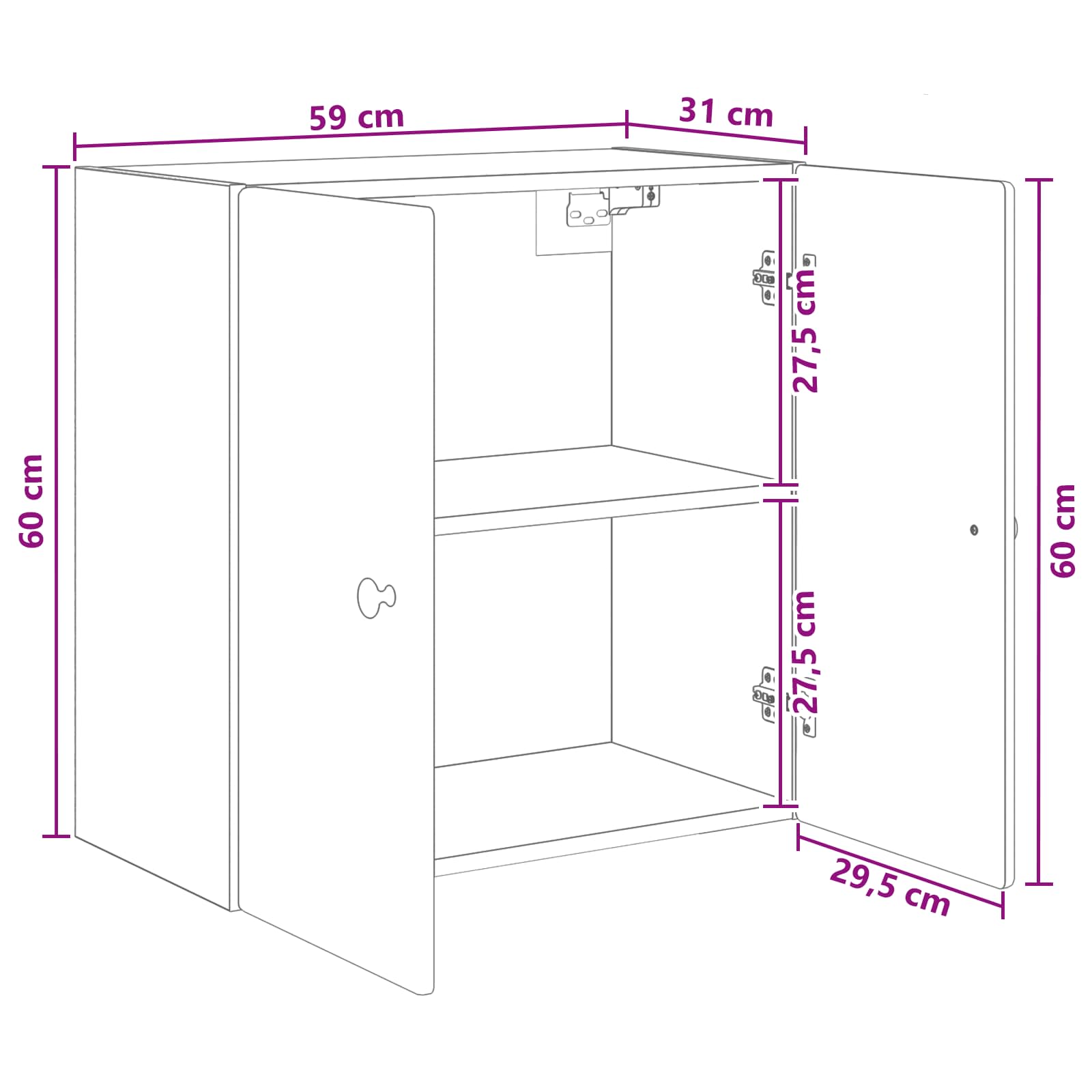 Τοίχου Ντουλάπα Γκρι Σκυροδέματος 59 x 31 x 60 εκ - Pakobazaar