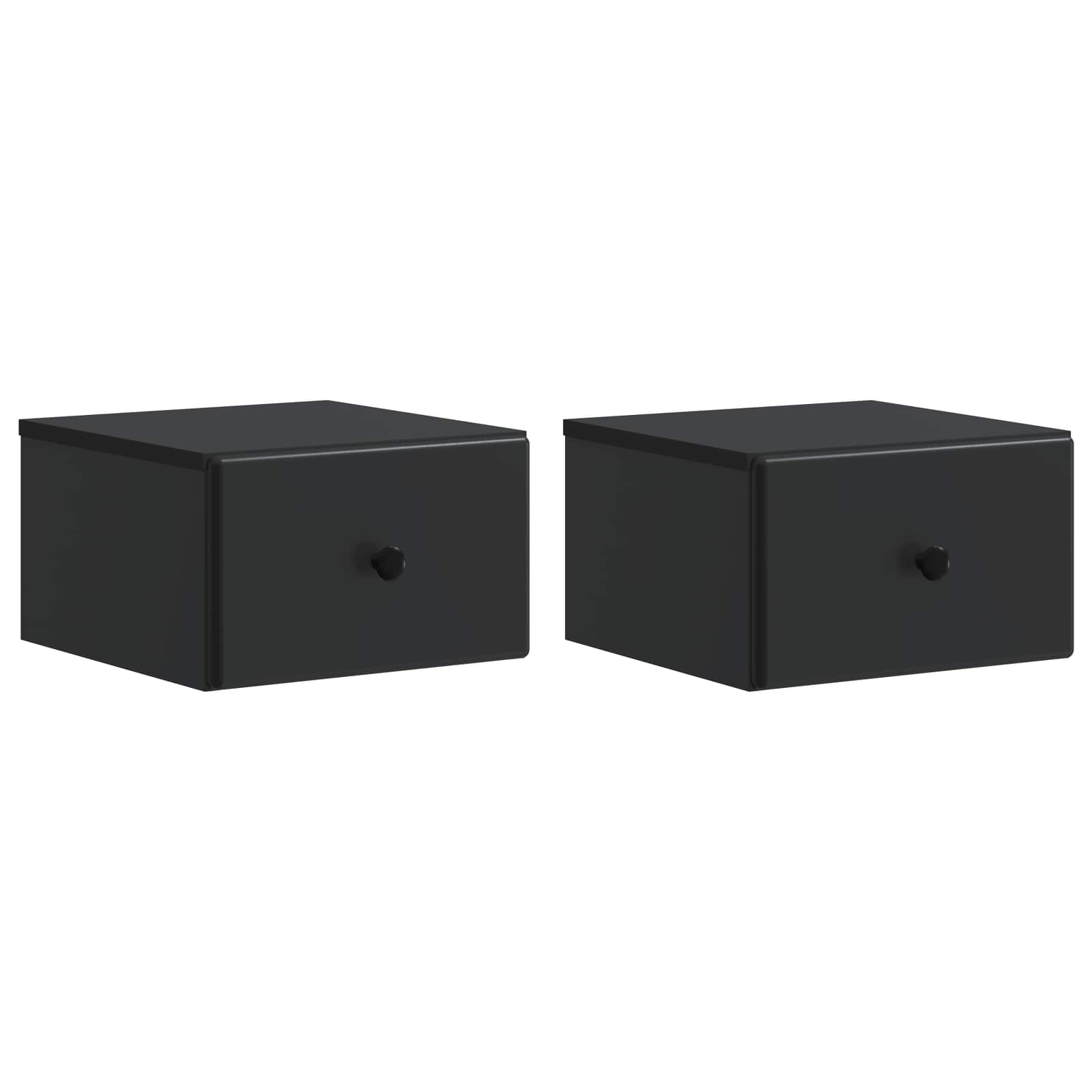 Τοίχου Κρεμαστό Κομοδίνο 2 pcs Μαύρο 34,5 x 33 x 20 εκ. - Pakobazaar