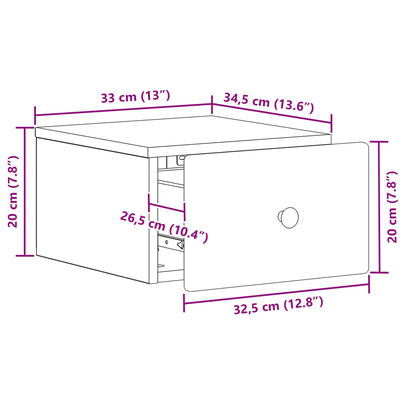 Τοίχου Κρεμαστό Κομοδίνο Sonoma Δρυς 34,5 x 33 x 20 εκ. - Pakobazaar