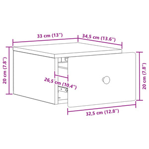 Τοίχου Κρεμαστό Κομοδίνο με συρτάρι 2 pcs Γκρι Σκυροδέματος - Pakobazaar