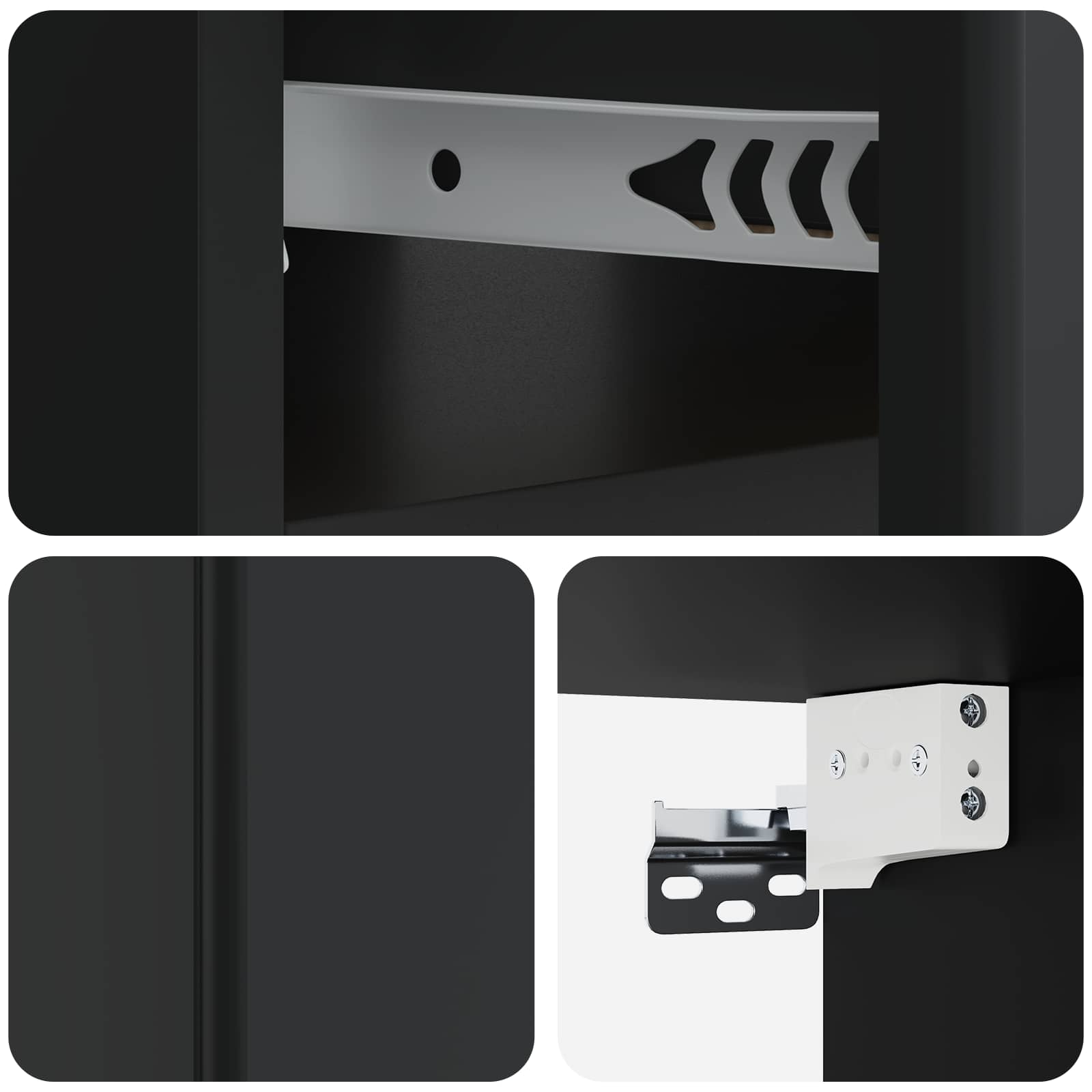 Τοίχου Κρεμαστό Κομοδίνο 2 pcs Μαύρο 49 x 34,5 x 20 εκ. - Pakobazaar