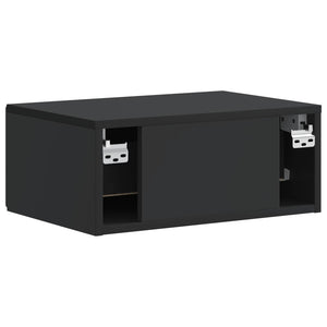 Τοίχου Κρεμαστό Κομοδίνο 2 pcs Μαύρο 49 x 34,5 x 20 εκ. - Pakobazaar