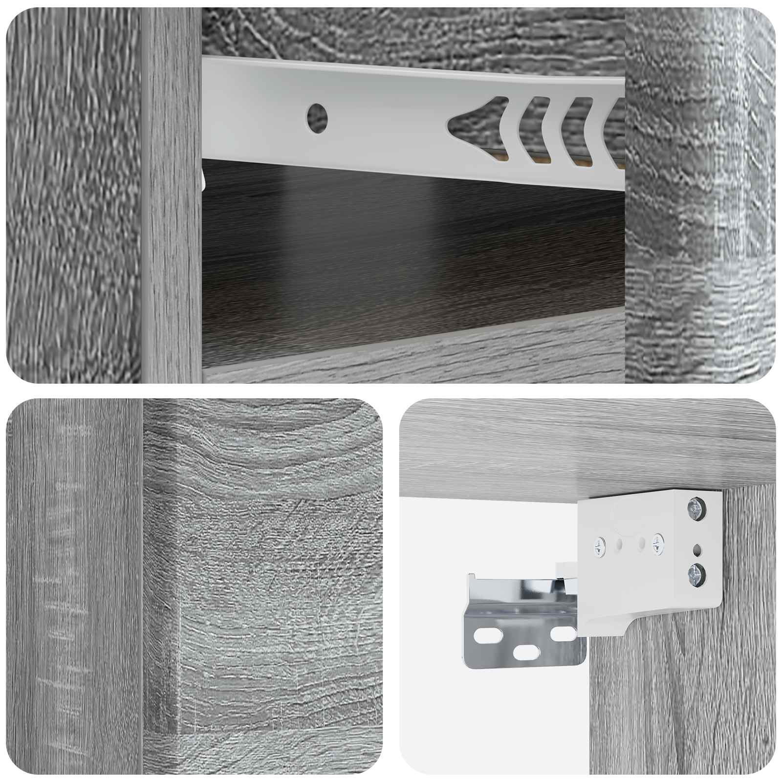 Τοίχου Κρεμαστό Κομοδίνο Γκρι Sonoma 49 x 34,5 x 20 εκ. - Pakobazaar