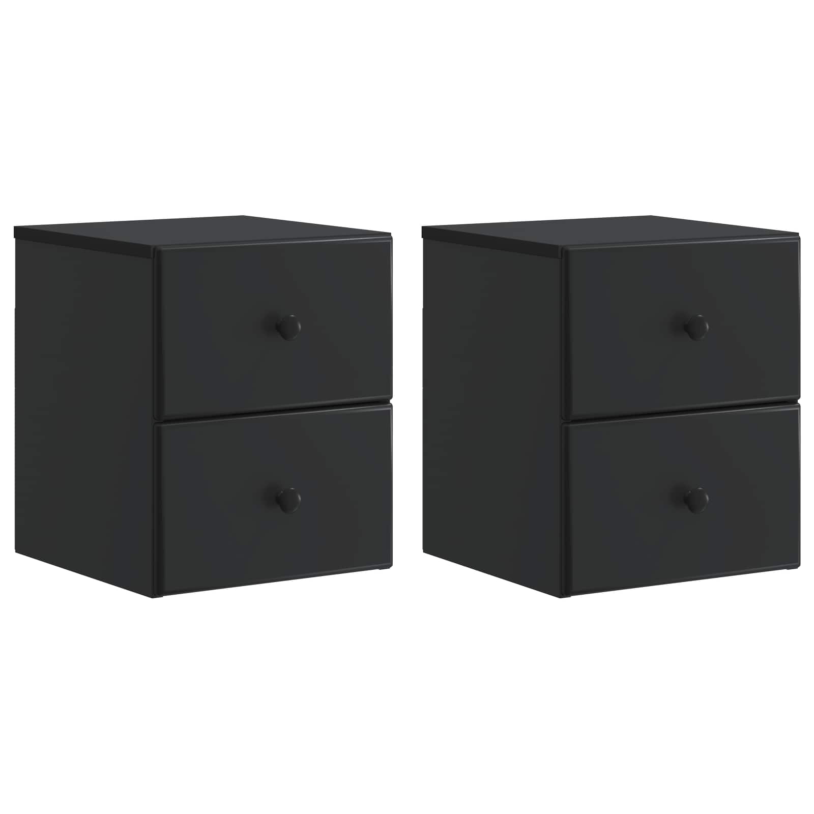 Τοίχου Κρεμαστό Κομοδίνο 2 pcs Μαύρο 34,5 x 33 x 40 εκ - Pakobazaar
