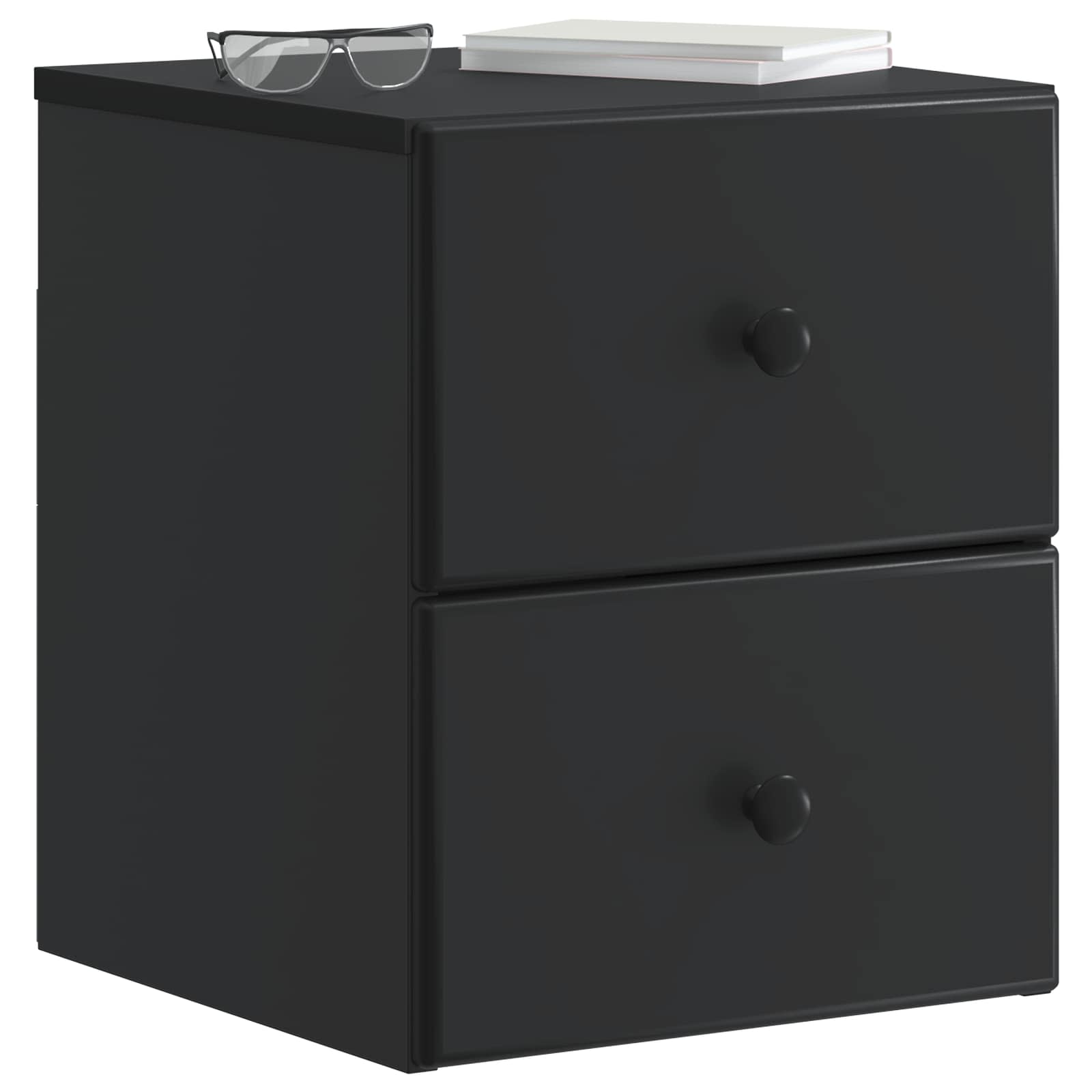 Τοίχου Κρεμαστό Κομοδίνο 2 pcs Μαύρο 34,5 x 33 x 40 εκ - Pakobazaar