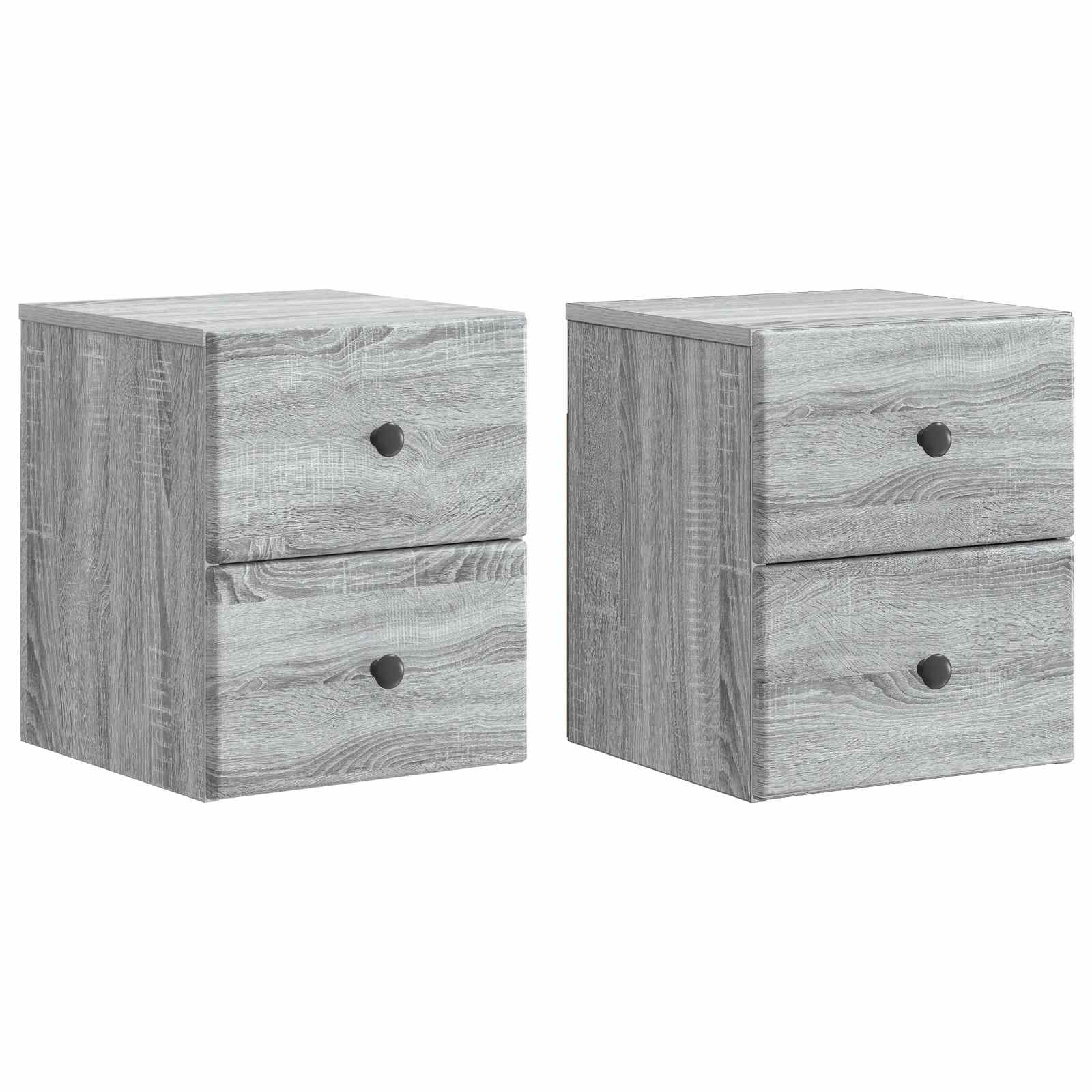 Τοίχου Κρεμαστό Κομοδίνο 2 pcs Γκρι Sonoma 34,5 x 33 x 40 εκ - Pakobazaar
