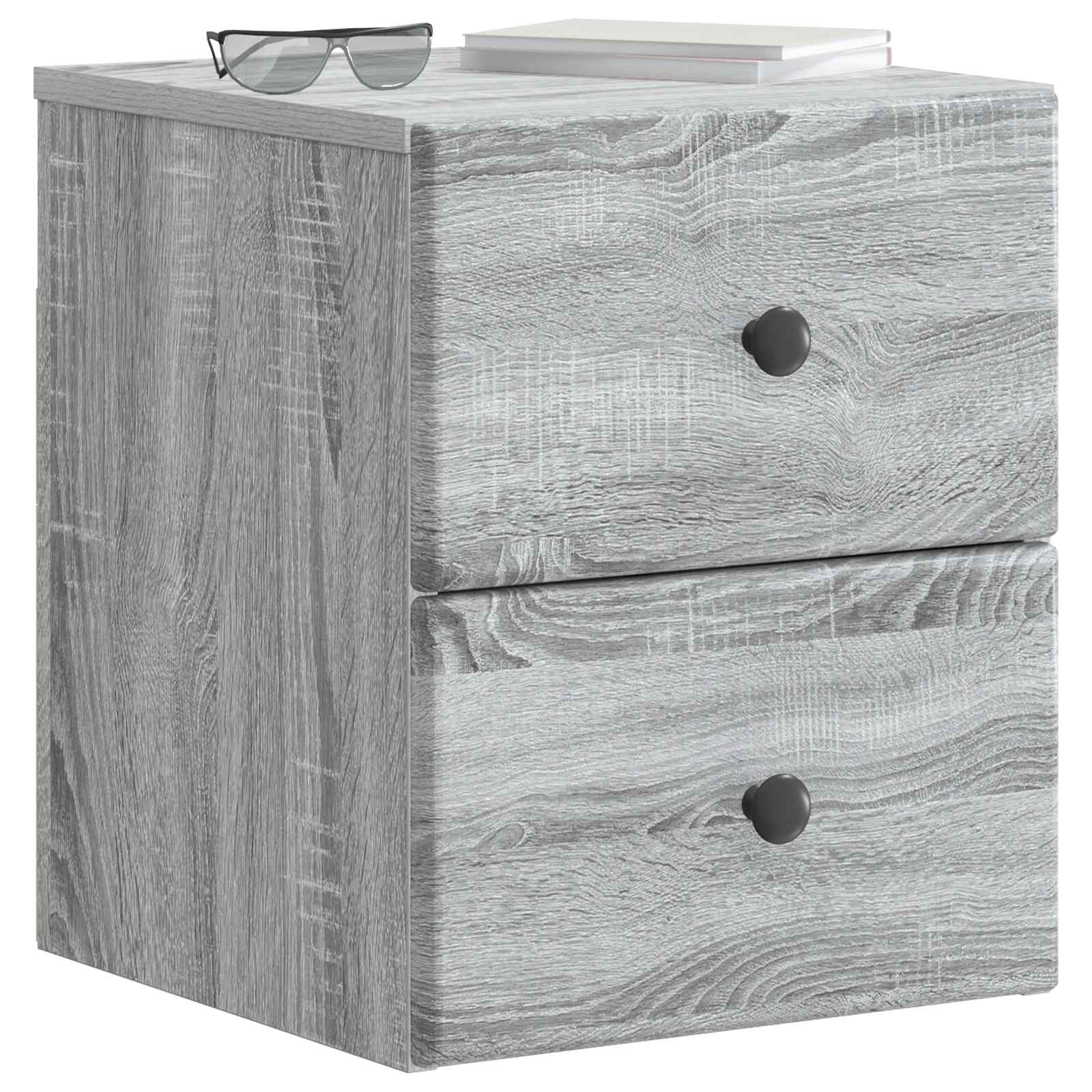 Τοίχου Κρεμαστό Κομοδίνο 2 pcs Γκρι Sonoma 34,5 x 33 x 40 εκ - Pakobazaar