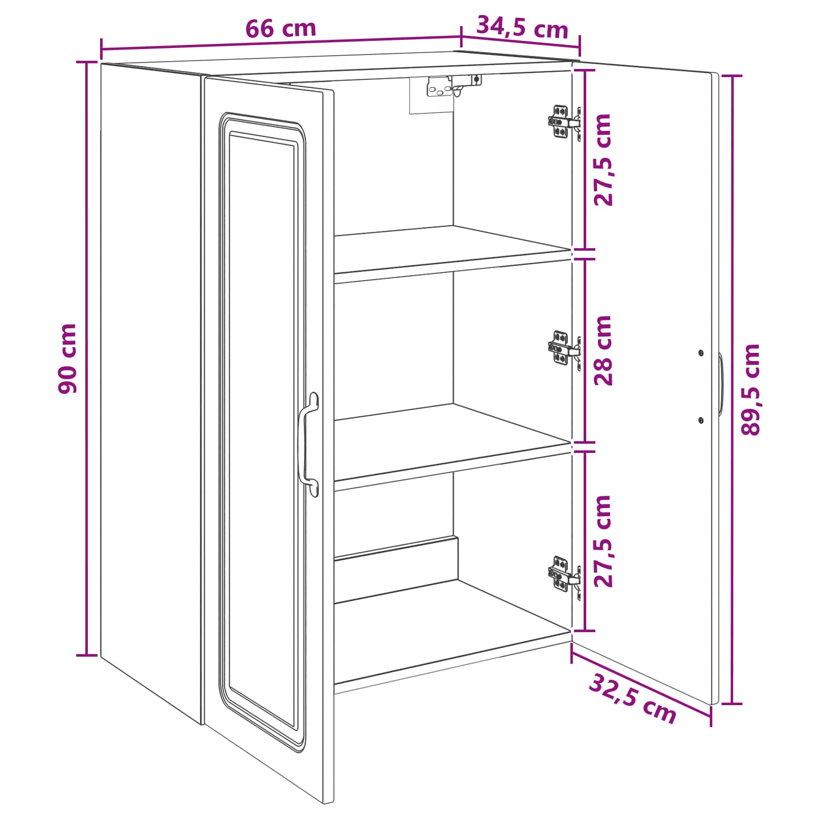 Τοίχου Ντουλάπα Παλαιωμένο ξύλο 66 x 34,5 x 90 εκ - Pakobazaar