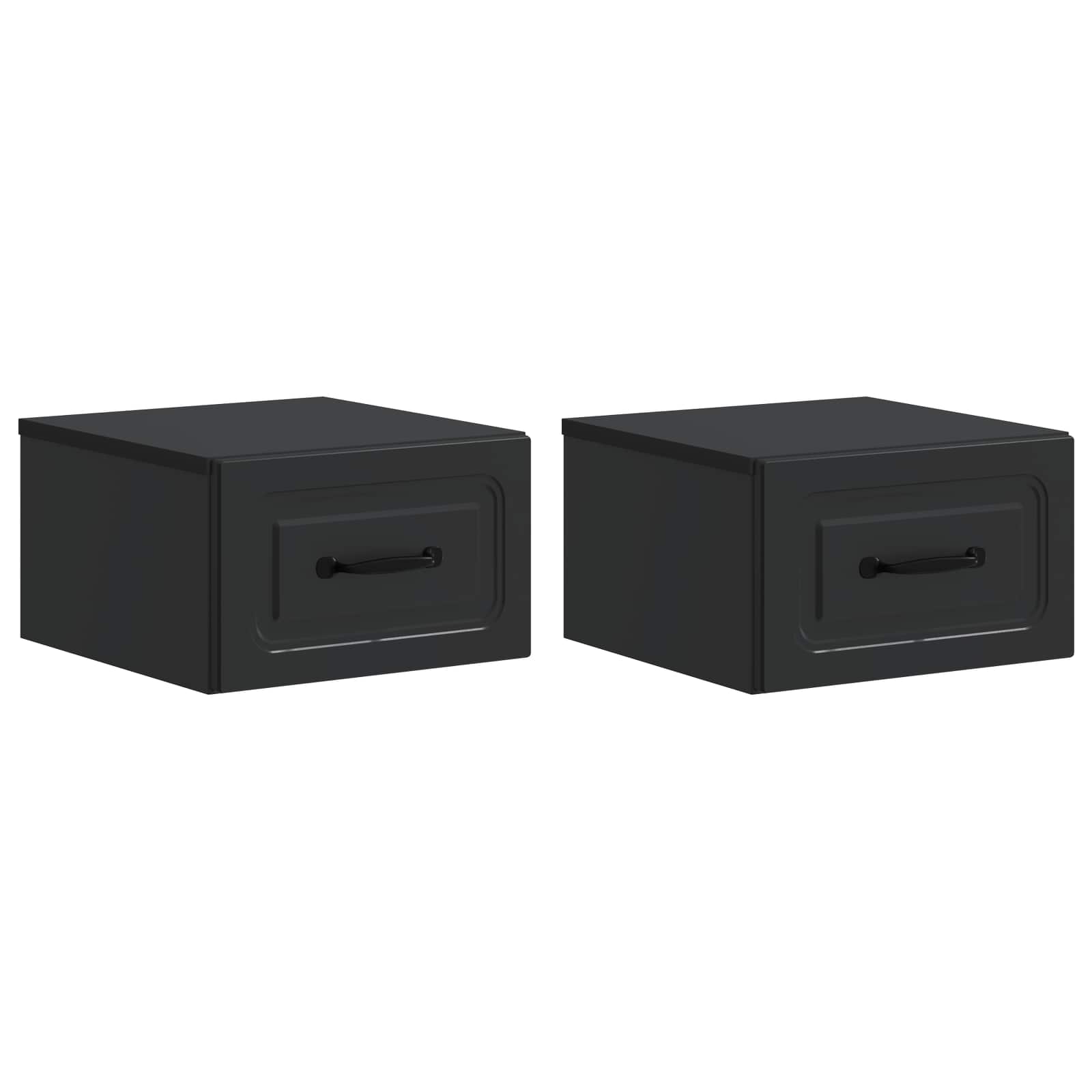 Τοίχου Κρεμαστό Κομοδίνο 2 pcs Μαύρο 34,5 x 33 x 20 εκ. - Pakobazaar