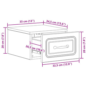 Τοίχου Κρεμαστό Κομοδίνο 2 pcs Μαύρο 34,5 x 33 x 20 εκ. - Pakobazaar