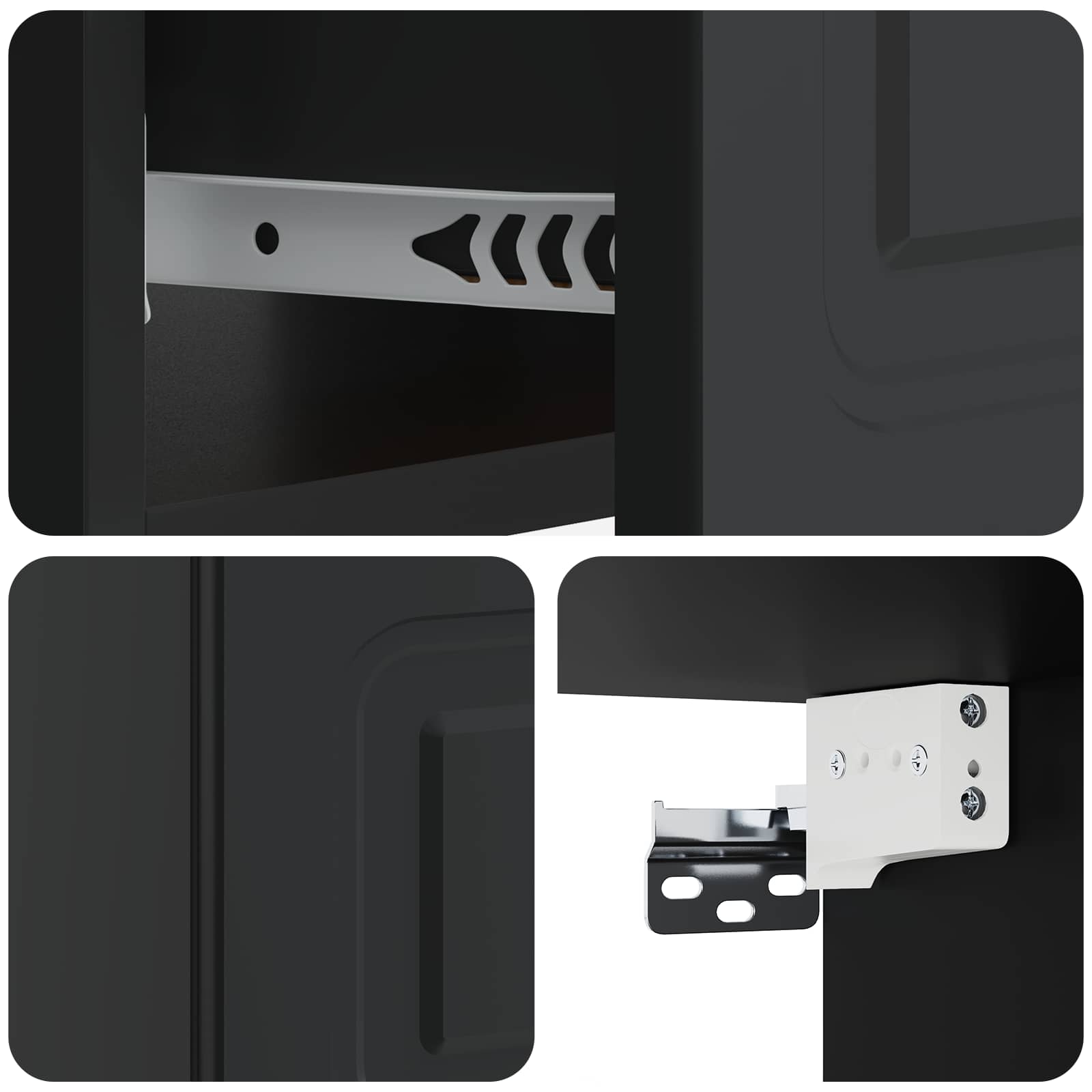 Τοίχου Κρεμαστό Κομοδίνο 2 pcs Μαύρο 49 x 34,5 x 20 εκ. - Pakobazaar