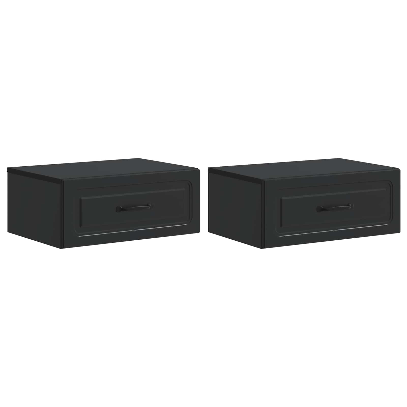 Τοίχου Κρεμαστό Κομοδίνο 2 pcs Μαύρο 49 x 34,5 x 20 εκ. - Pakobazaar
