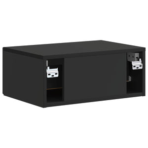Τοίχου Κρεμαστό Κομοδίνο 2 pcs Μαύρο 49 x 34,5 x 20 εκ. - Pakobazaar