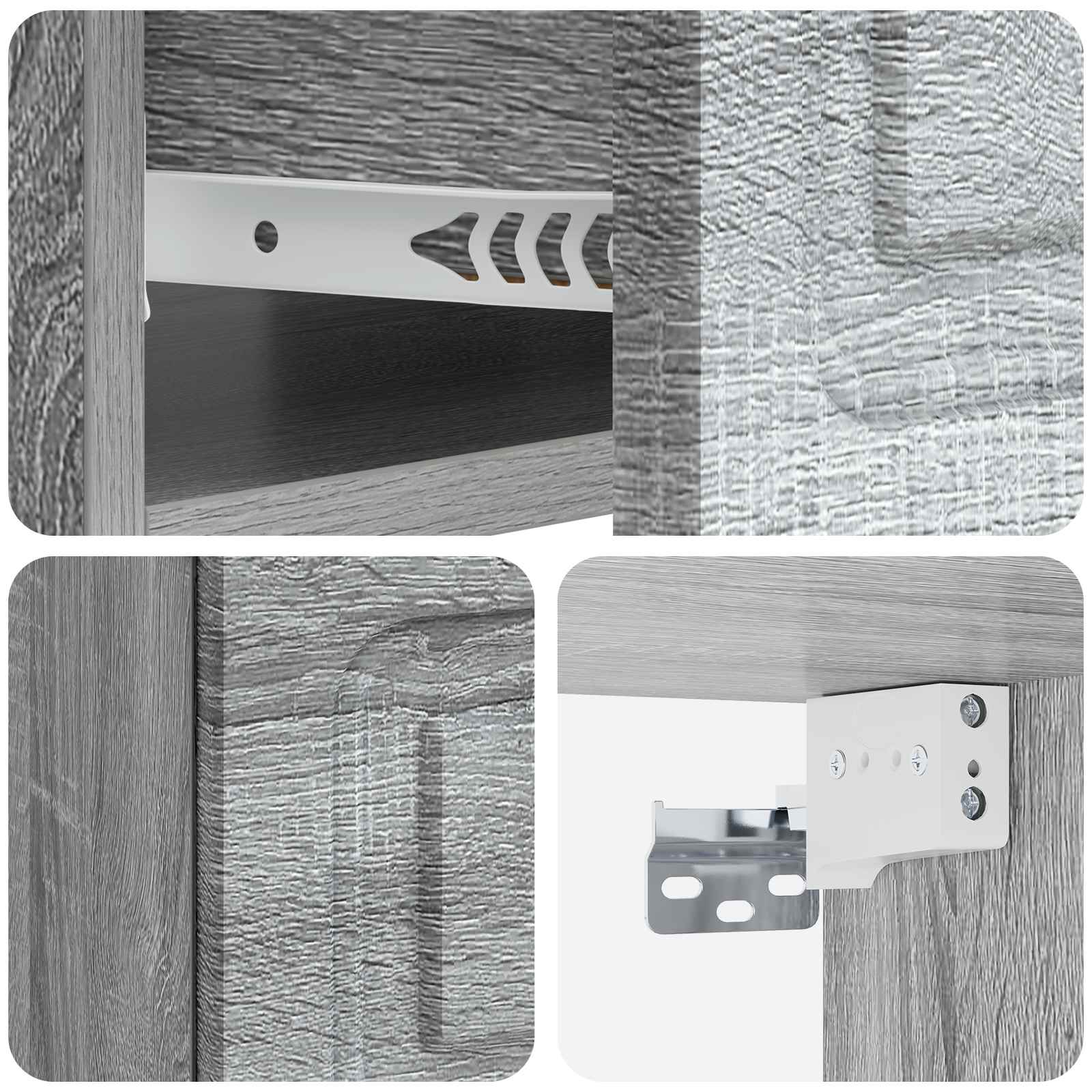 Τοίχου Κρεμαστό Κομοδίνο 2 pcs Γκρι Sonoma 49 x 34,5 x 20 εκ. - Pakobazaar