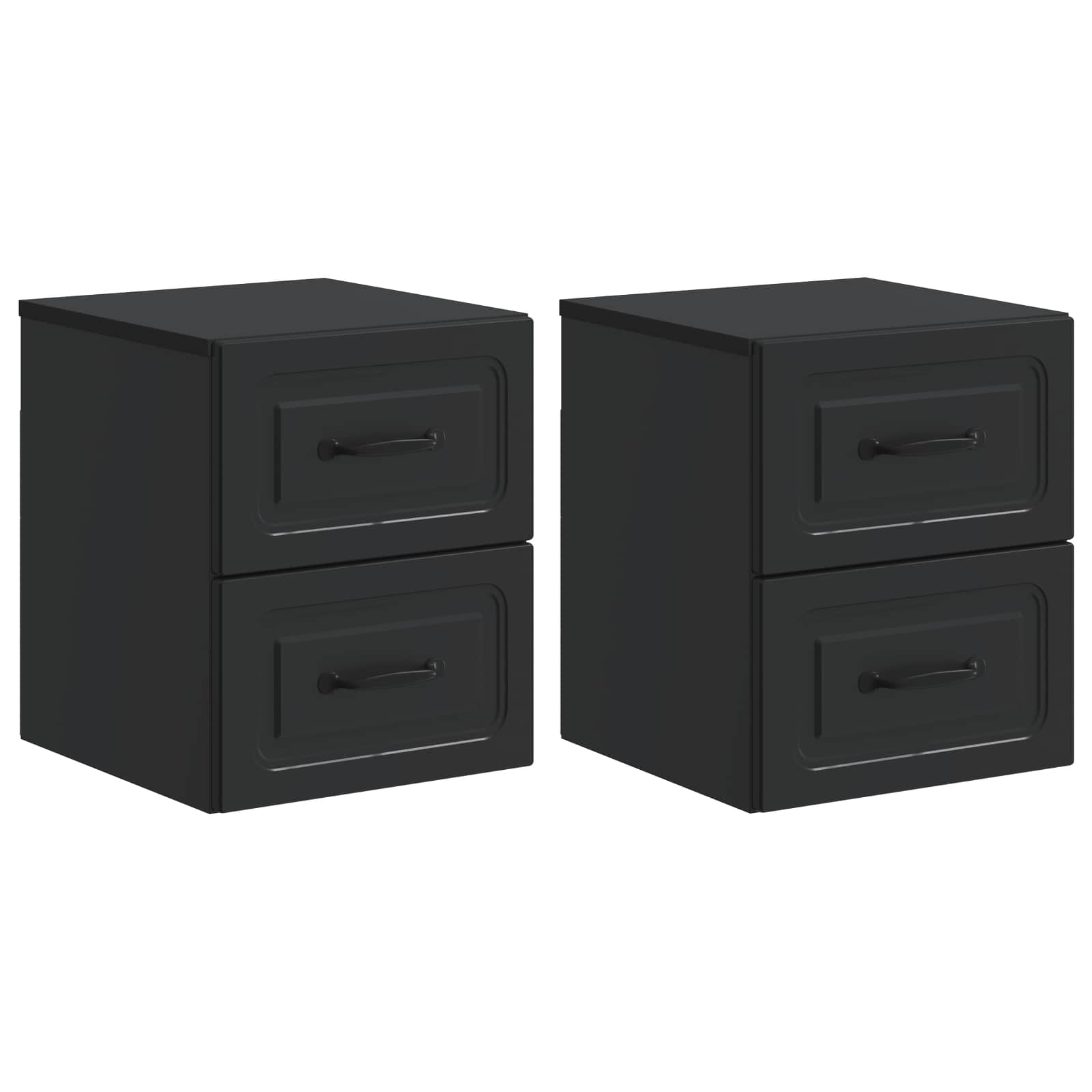 Τοίχου Κρεμαστό Κομοδίνο 2 pcs Μαύρο 34,5 x 33 x 40 εκ - Pakobazaar