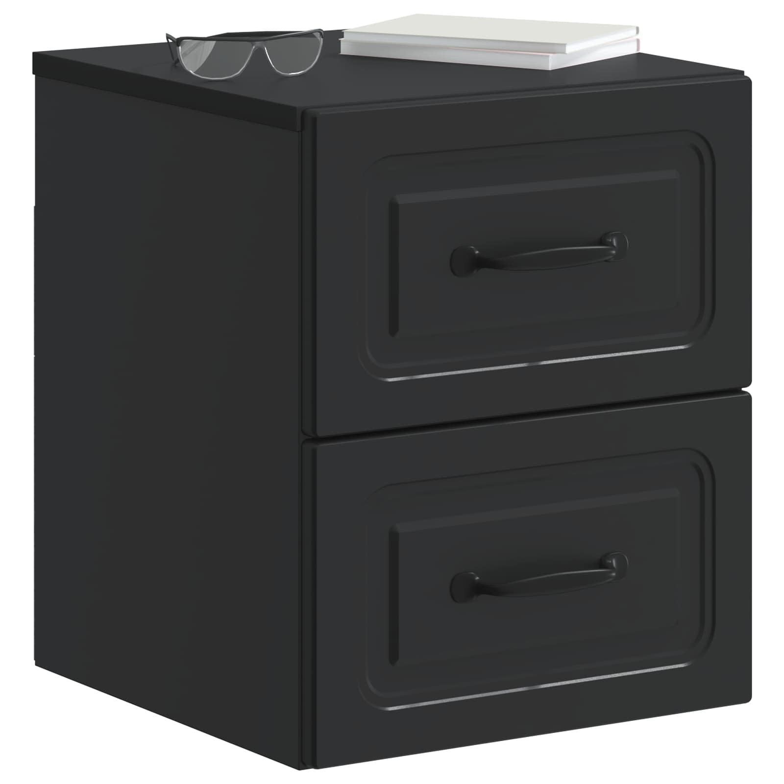 Τοίχου Κρεμαστό Κομοδίνο 2 pcs Μαύρο 34,5 x 33 x 40 εκ - Pakobazaar