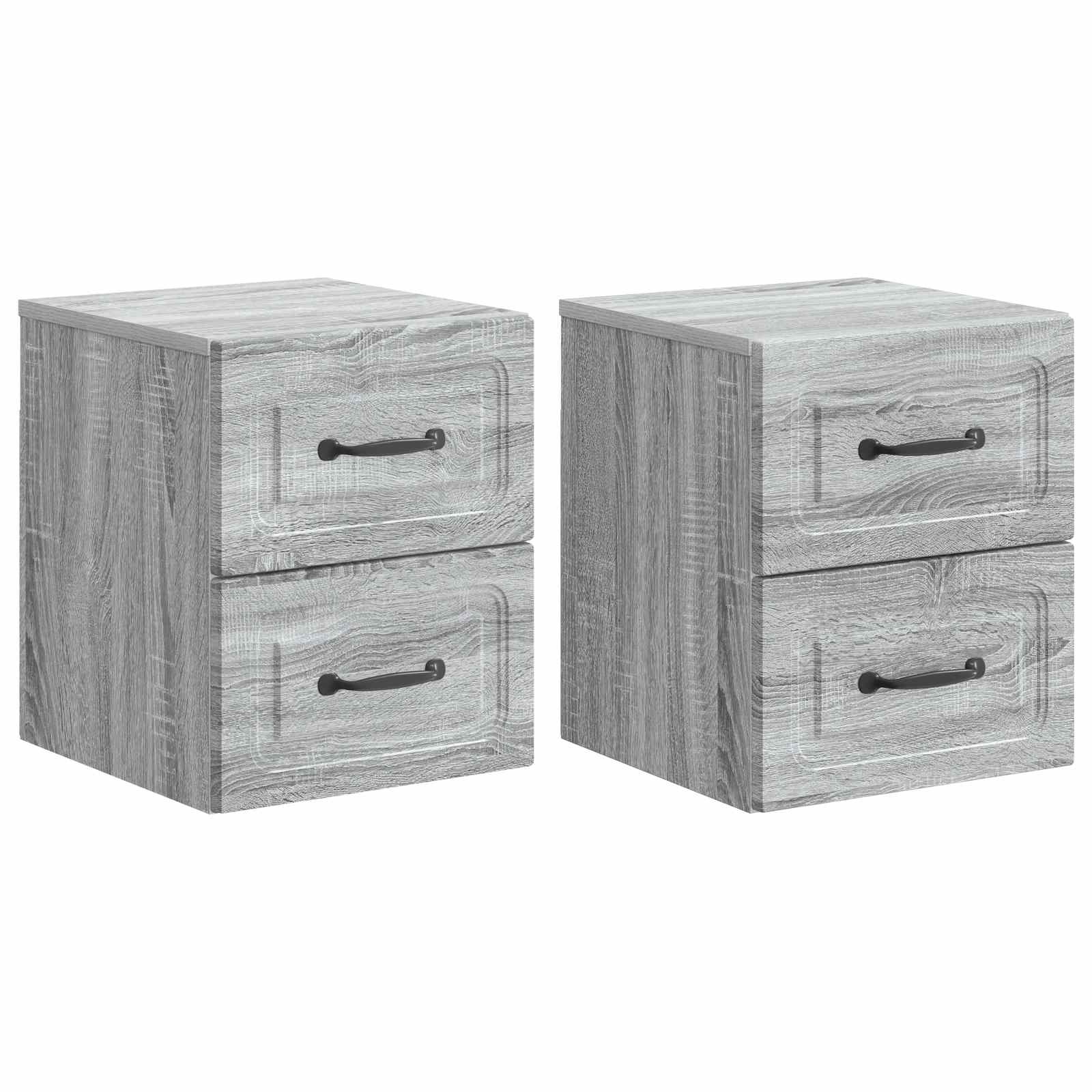 Τοίχου Κρεμαστό Κομοδίνο 2 pcs Γκρι Sonoma 34,5 x 33 x 40 εκ - Pakobazaar
